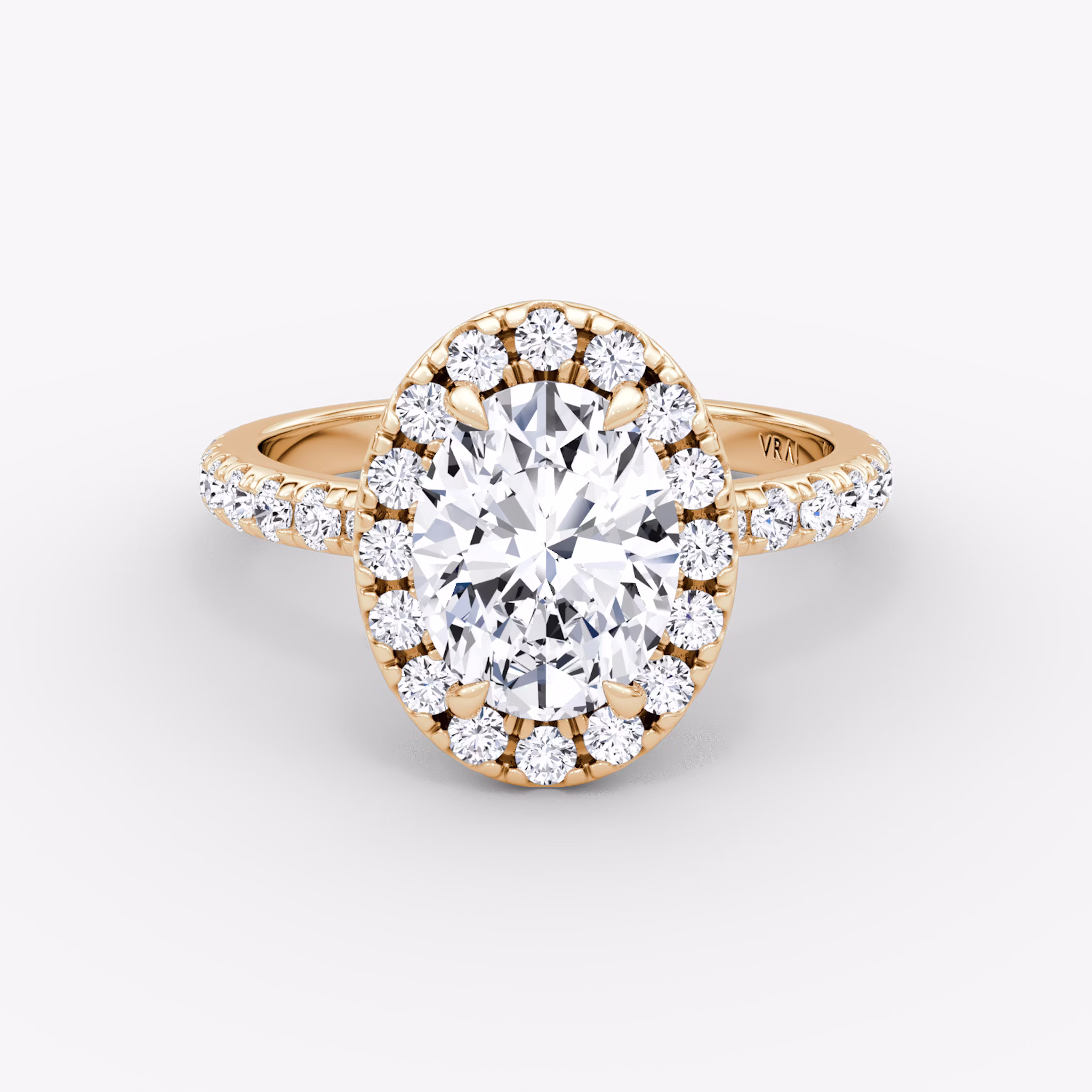 Halo | Oval | 14k | Roségold | bandAccent: Mit Pavé-Besatz | haloSize: large | diamondOrientation: vertical | caratWeight: other