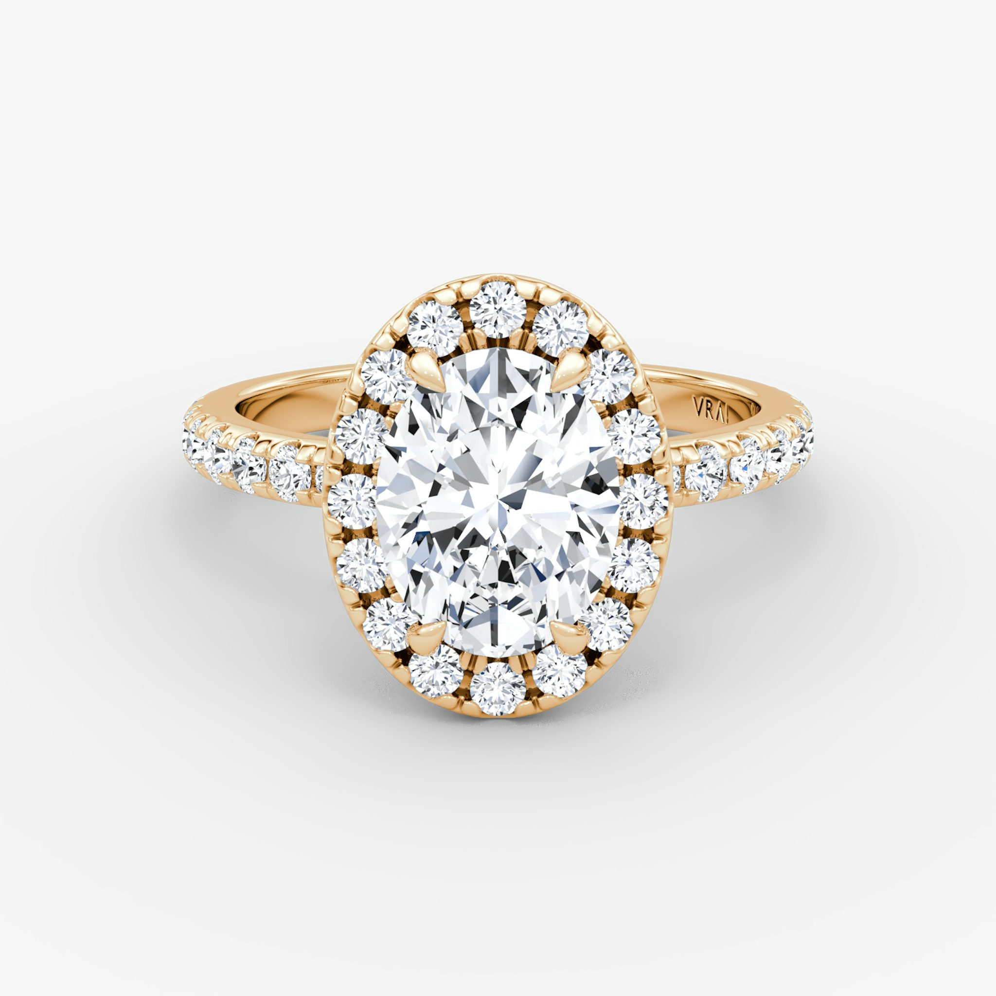 Halo | Oval | 14k | Roségold | bandAccent: Mit Pavé-Besatz | haloSize: large | diamondOrientation: vertical | caratWeight: other
