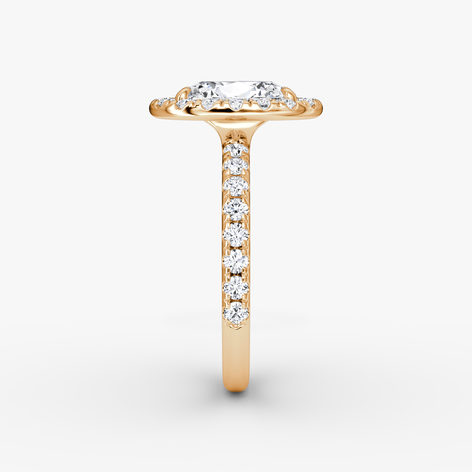 Halo | Oval | 14k | Roségold | bandAccent: Mit Pavé-Besatz | haloSize: large | diamondOrientation: vertical | caratWeight: other