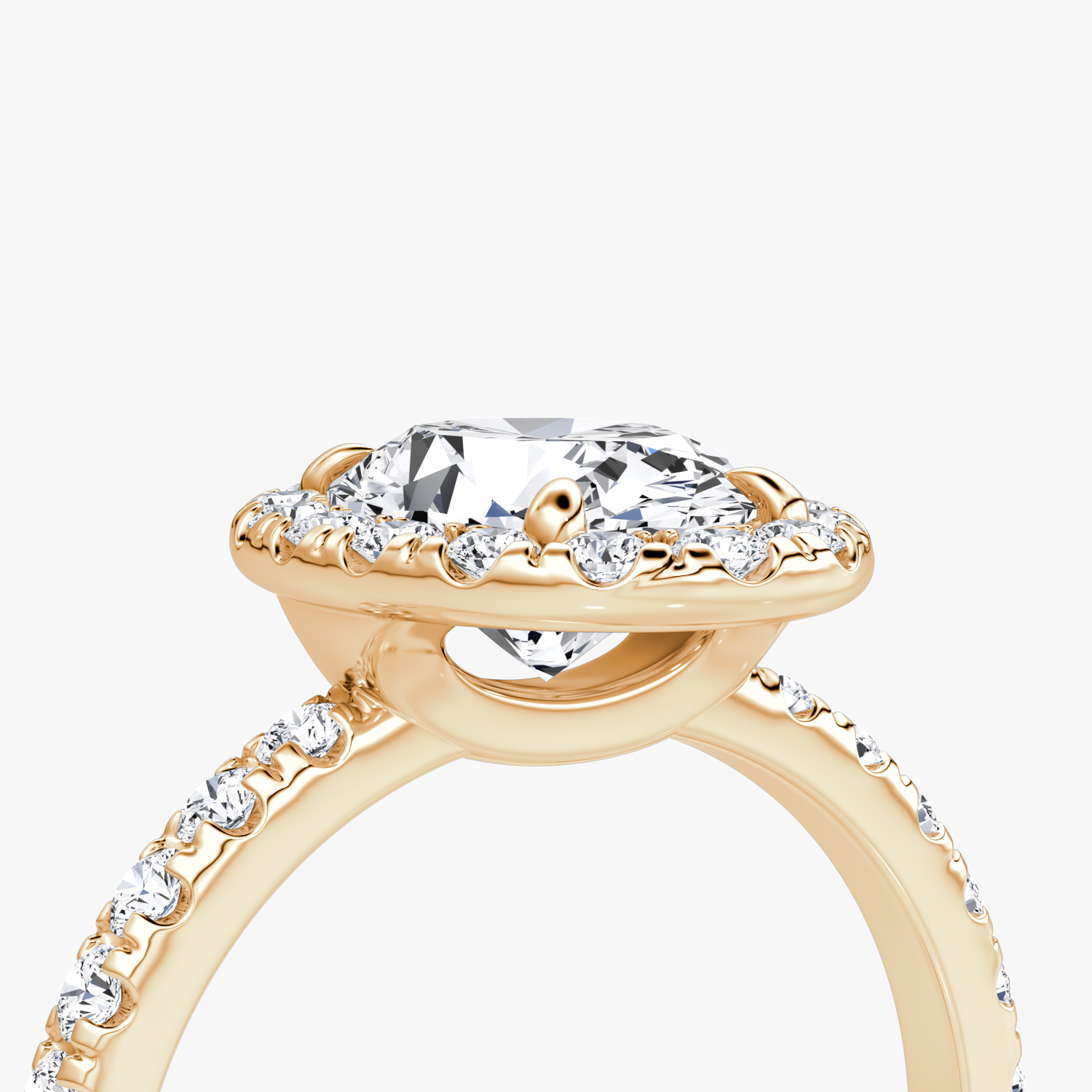 Halo | Oval | 14k | Roségold | bandAccent: Mit Pavé-Besatz | haloSize: large | diamondOrientation: vertical | caratWeight: other