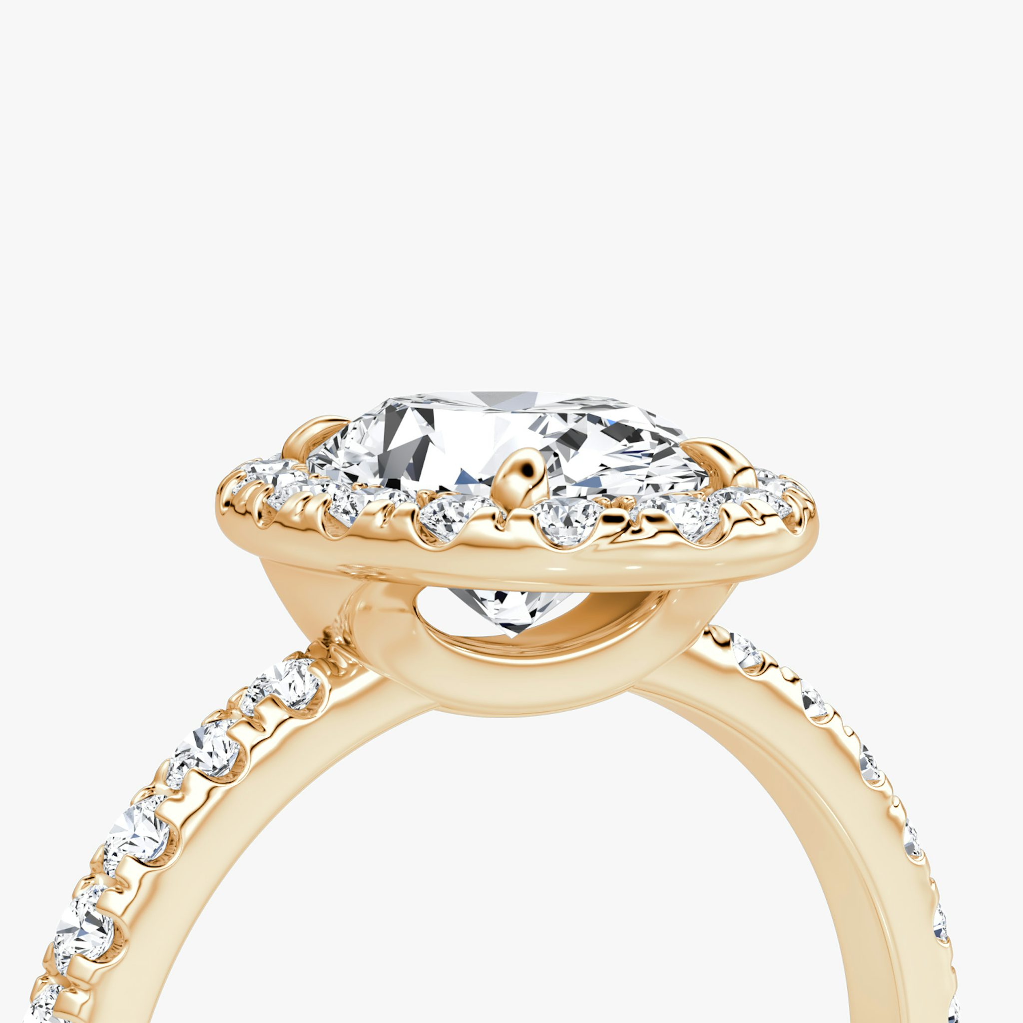 Halo | Oval | 14k | Roségold | bandAccent: Mit Pavé-Besatz | haloSize: large | diamondOrientation: vertical | caratWeight: other