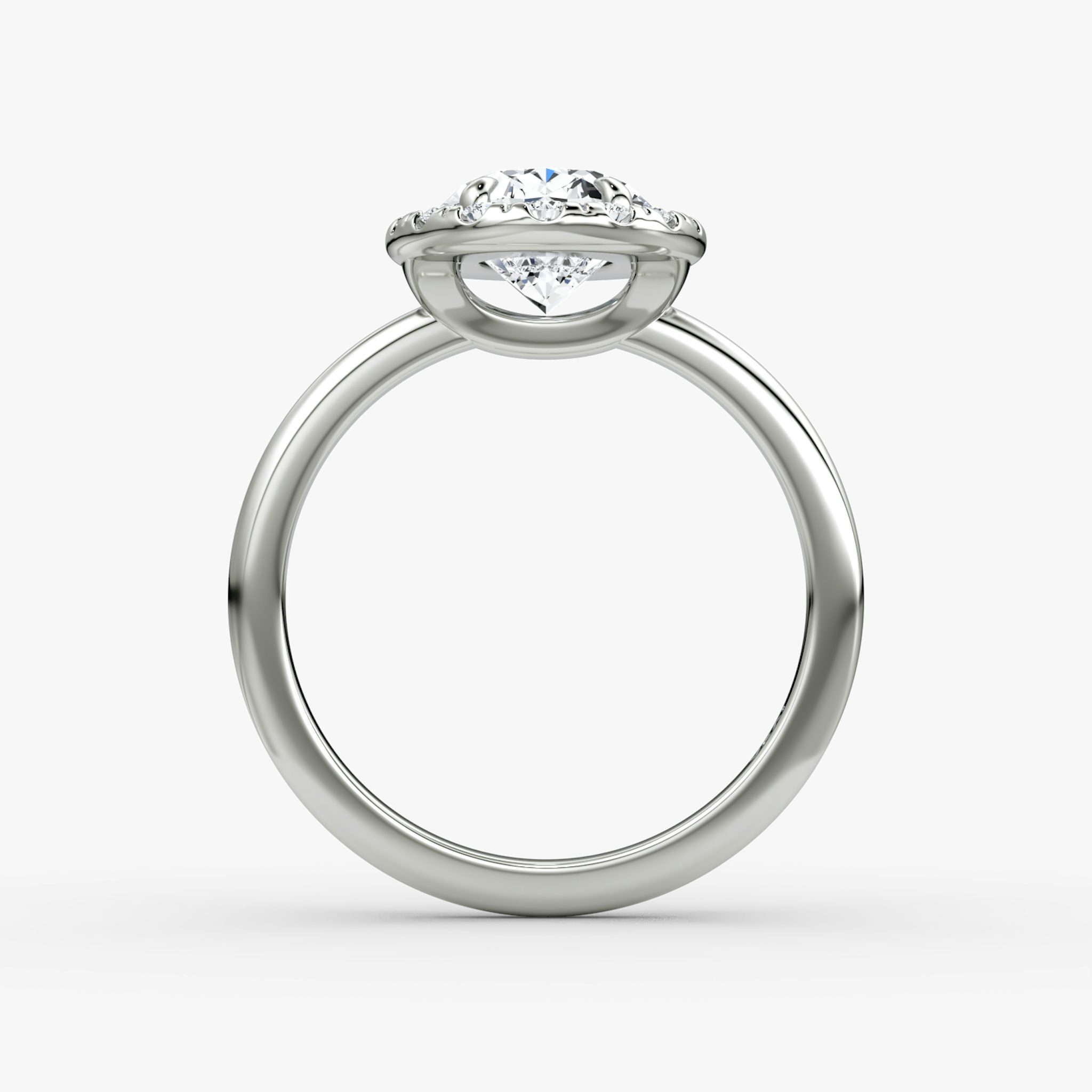 The Halo | Oval | 18k | White Gold | bandAccent: Plain | haloSize: large | diamondOrientation: vertical | caratWeight: other