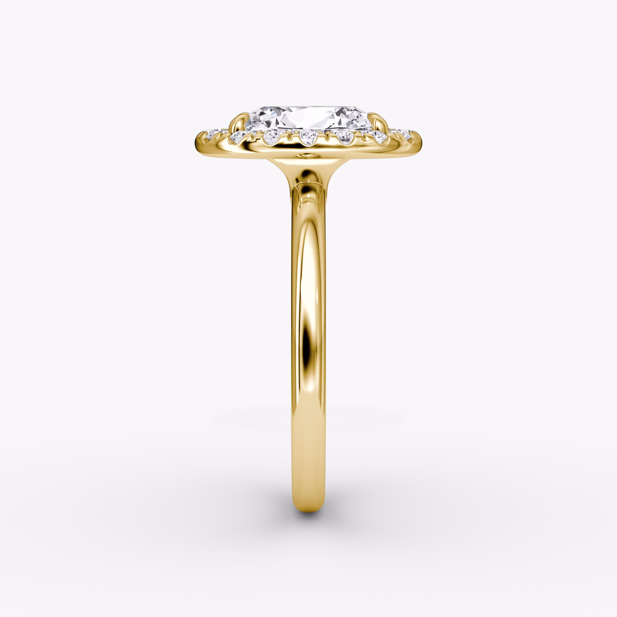 The Halo | Oval | 18k | Yellow Gold | bandAccent: Plain | haloSize: large | diamondOrientation: vertical | caratWeight: other