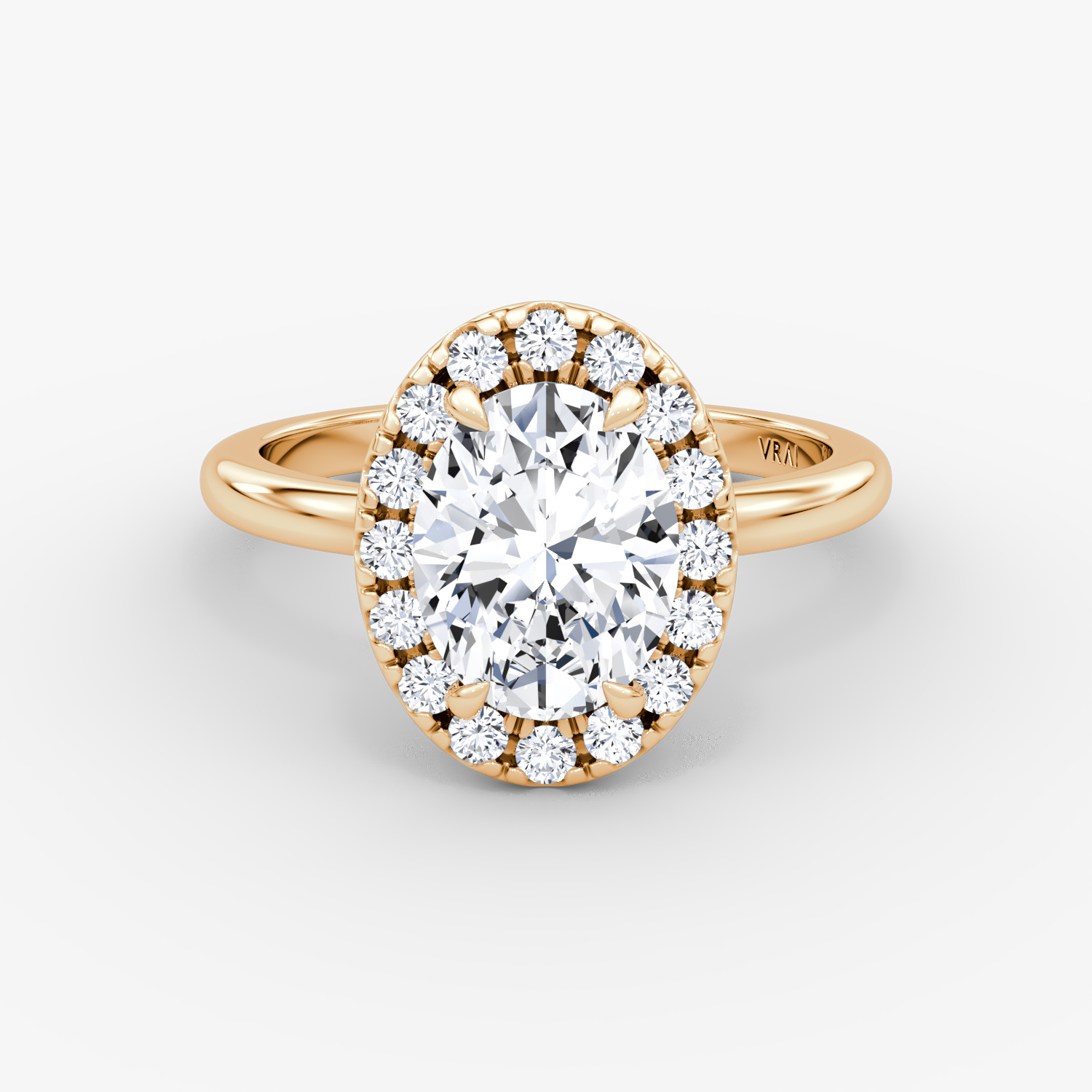 Halo | Oval | 14k | Roségold | bandAccent: Ohne Pavé-Besatz | haloSize: large | diamondOrientation: vertical | caratWeight: other