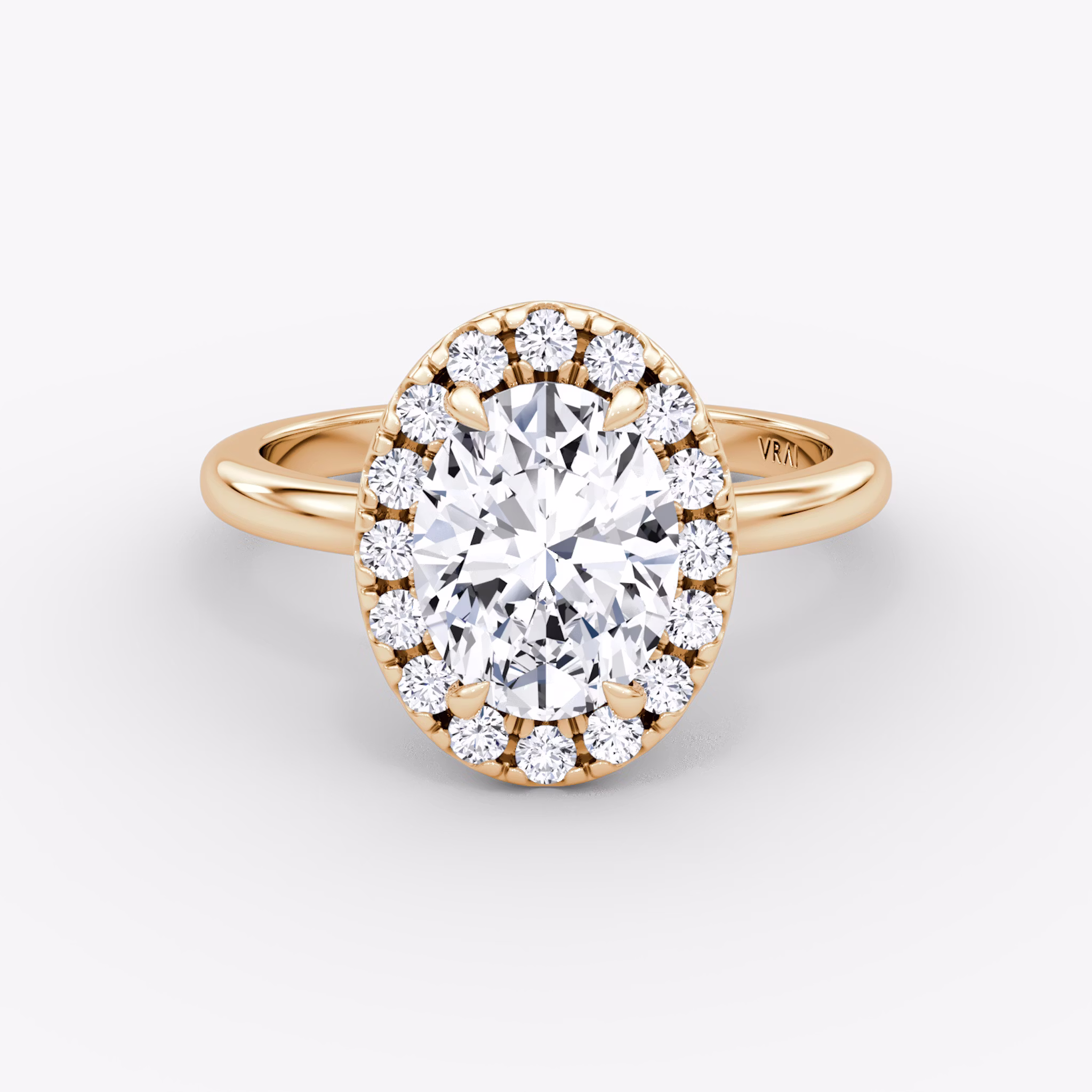 Halo | Oval | 14k | Roségold | bandAccent: Ohne Pavé-Besatz | haloSize: large | diamondOrientation: vertical | caratWeight: other