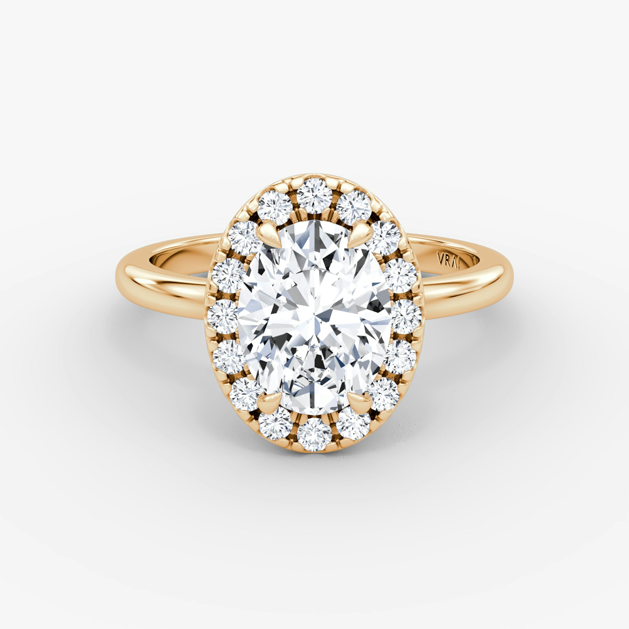 Halo | Oval | 14k | Roségold | bandAccent: Ohne Pavé-Besatz | haloSize: large | diamondOrientation: vertical | caratWeight: other