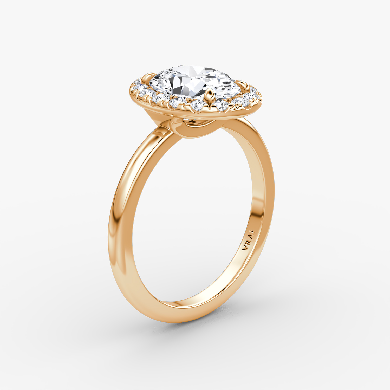 Halo | Oval | 14k | Roségold | bandAccent: Ohne Pavé-Besatz | haloSize: large | diamondOrientation: vertical | caratWeight: other