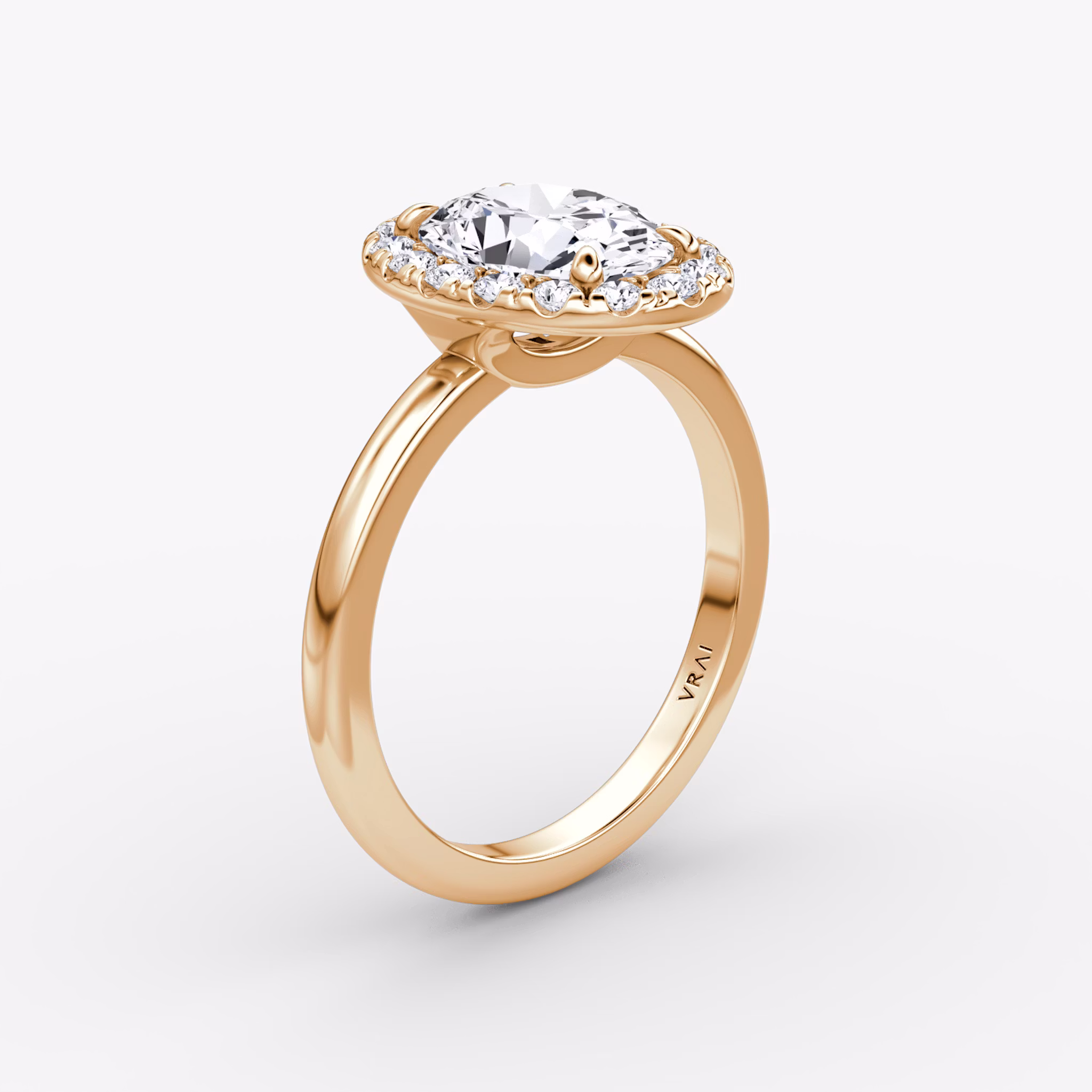 Halo | Oval | 14k | Roségold | bandAccent: Ohne Pavé-Besatz | haloSize: large | diamondOrientation: vertical | caratWeight: other