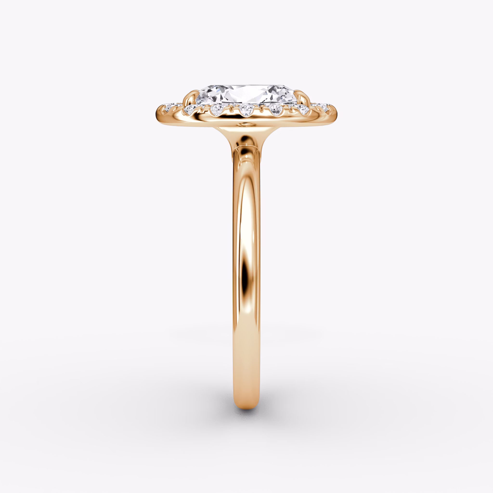 Halo | Oval | 14k | Roségold | bandAccent: Ohne Pavé-Besatz | haloSize: large | diamondOrientation: vertical | caratWeight: other