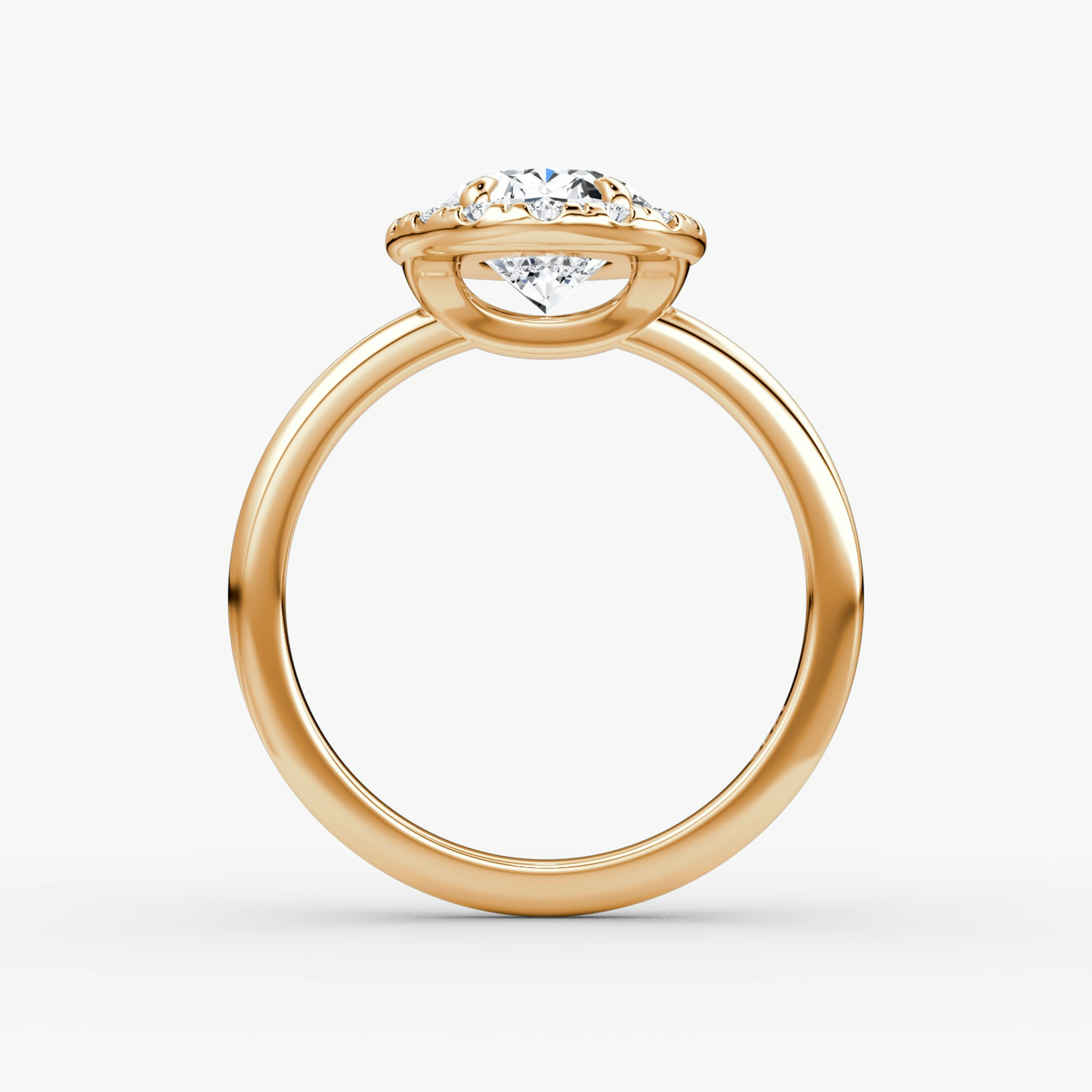 Halo | Oval | 14k | Roségold | bandAccent: Ohne Pavé-Besatz | haloSize: large | diamondOrientation: vertical | caratWeight: other