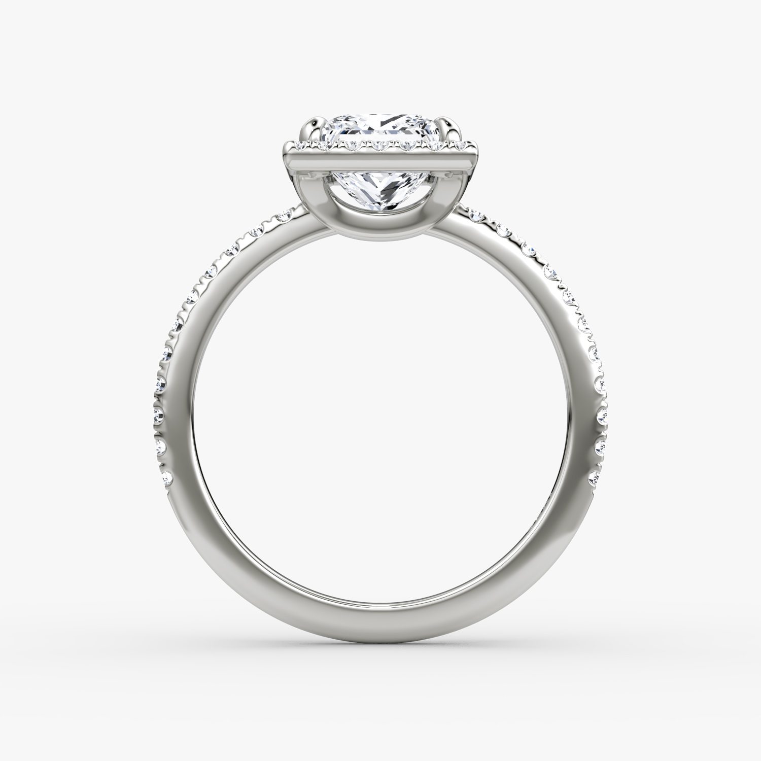 Halo | Princess | Platin | bandAccent: Mit Pavé-Besatz | haloSize: original | diamondOrientation: vertical | caratWeight: other