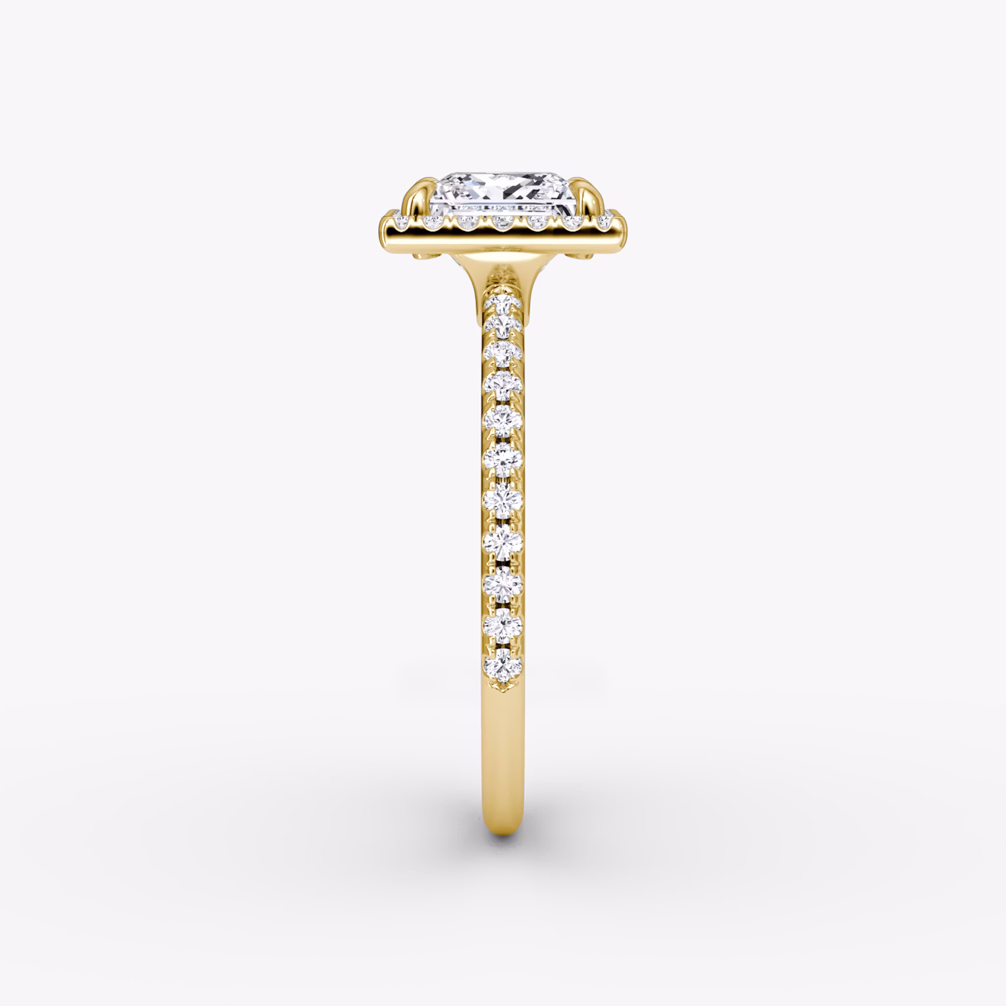 The Halo | Princess | 18k | Yellow Gold | bandAccent: Pavé | haloSize: original | diamondOrientation: vertical | caratWeight: other