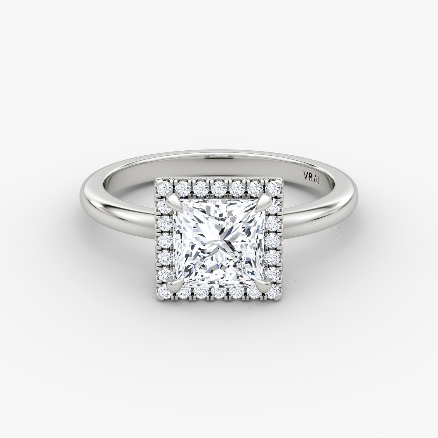 Halo | Princess | Platin | bandAccent: Ohne Pavé-Besatz | haloSize: original | diamondOrientation: vertical | caratWeight: other
