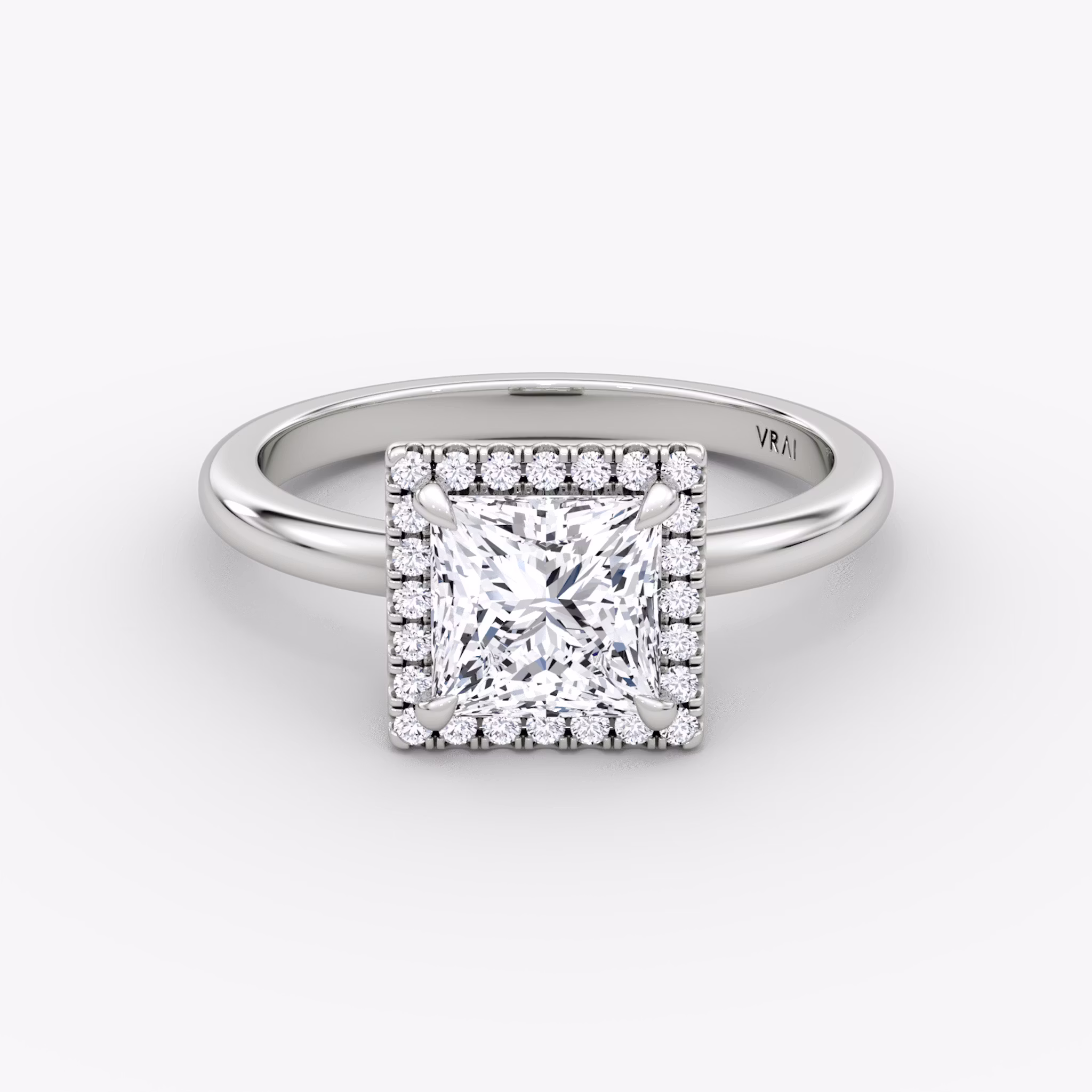 Halo | Princess | Platin | bandAccent: Ohne Pavé-Besatz | haloSize: original | diamondOrientation: vertical | caratWeight: other