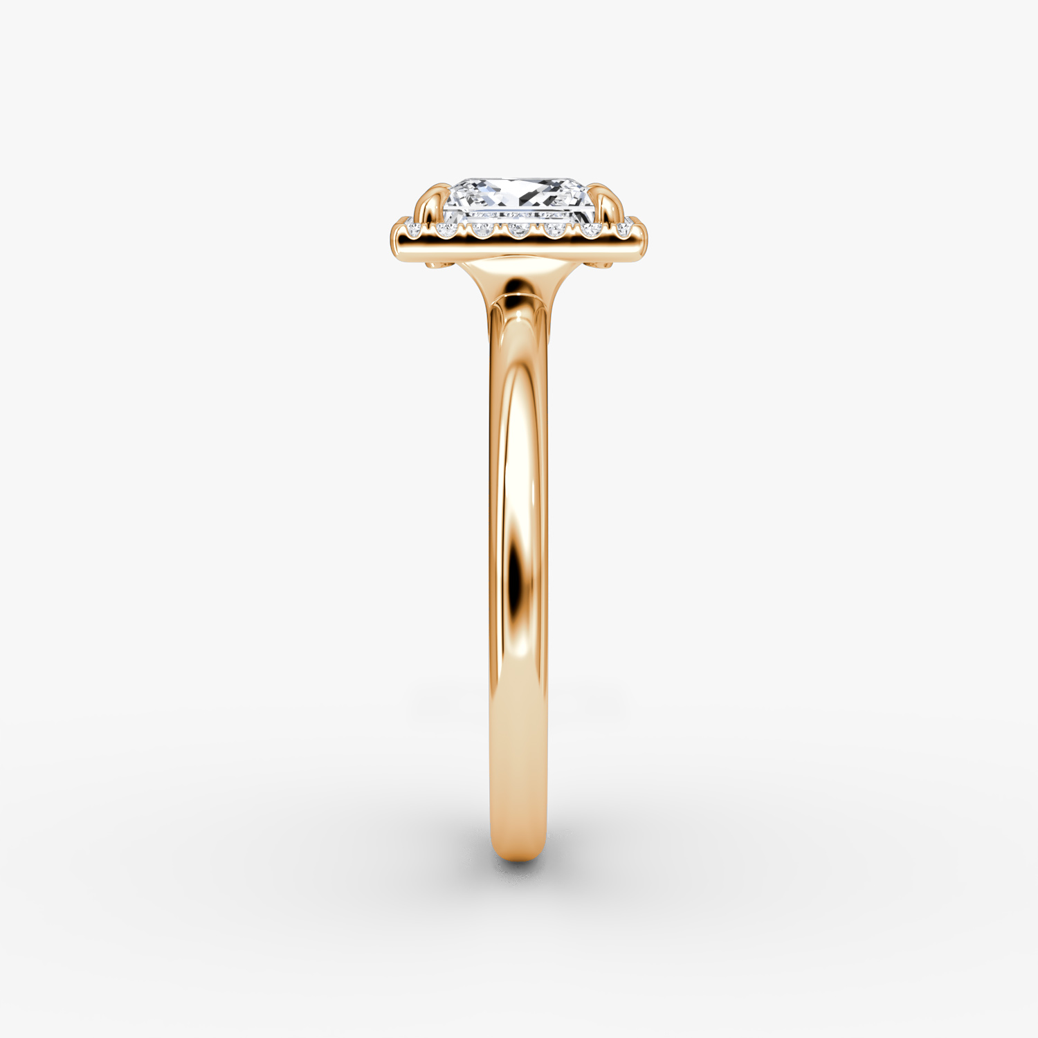 The Halo | Princess | 14k | Rose Gold | bandAccent: Plain | haloSize: original | diamondOrientation: vertical | caratWeight: other