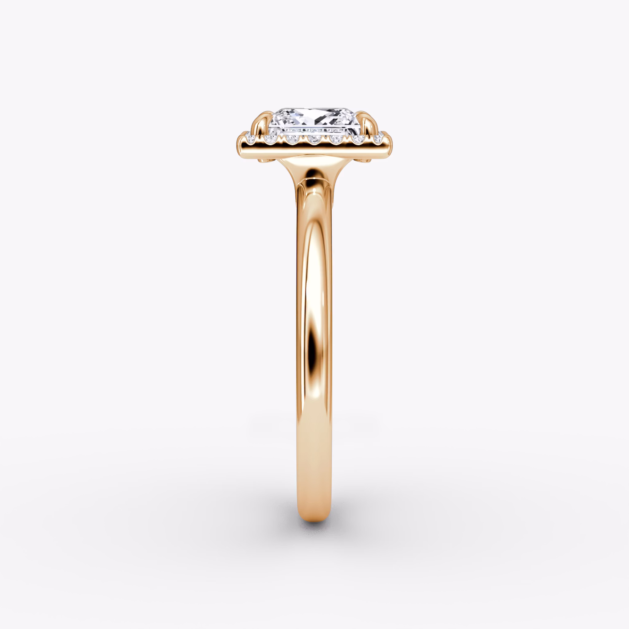 The Halo | Princess | 14k | Rose Gold | bandAccent: Plain | haloSize: original | diamondOrientation: vertical | caratWeight: other