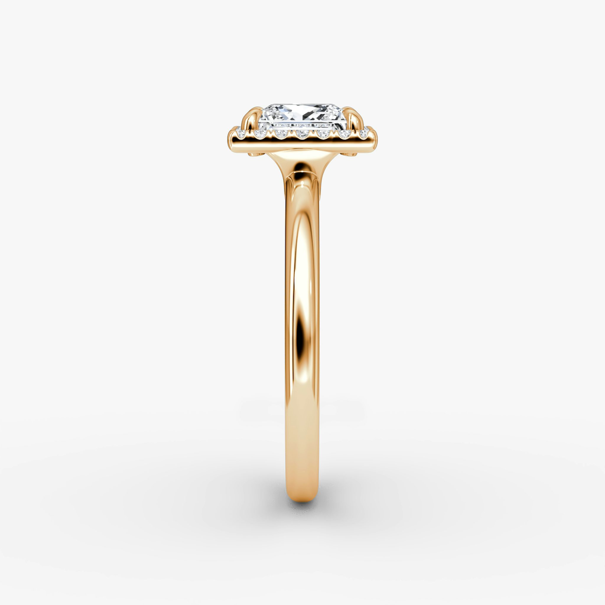 The Halo | Princess | 14k | Rose Gold | bandAccent: Plain | haloSize: original | diamondOrientation: vertical | caratWeight: other