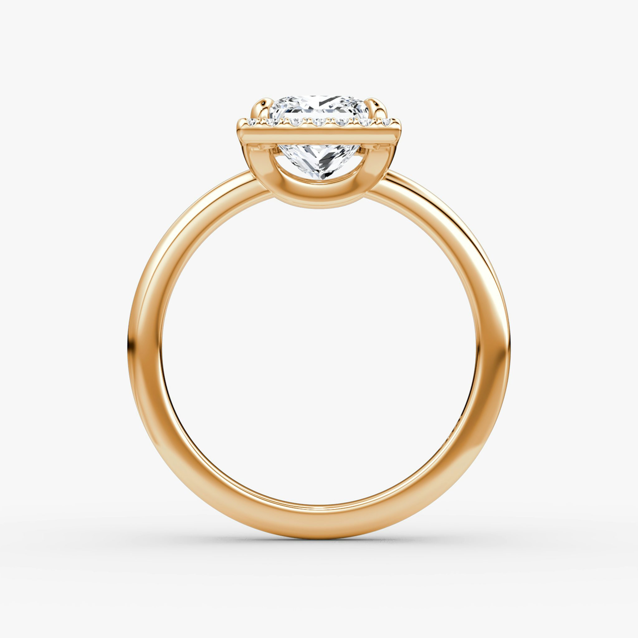 The Halo | Princess | 14k | Rose Gold | bandAccent: Plain | haloSize: original | diamondOrientation: vertical | caratWeight: other