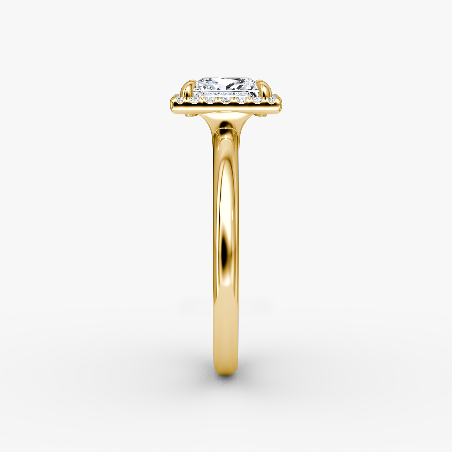 The Halo | Princess | 18k | Yellow Gold | bandAccent: Plain | haloSize: original | diamondOrientation: vertical | caratWeight: other