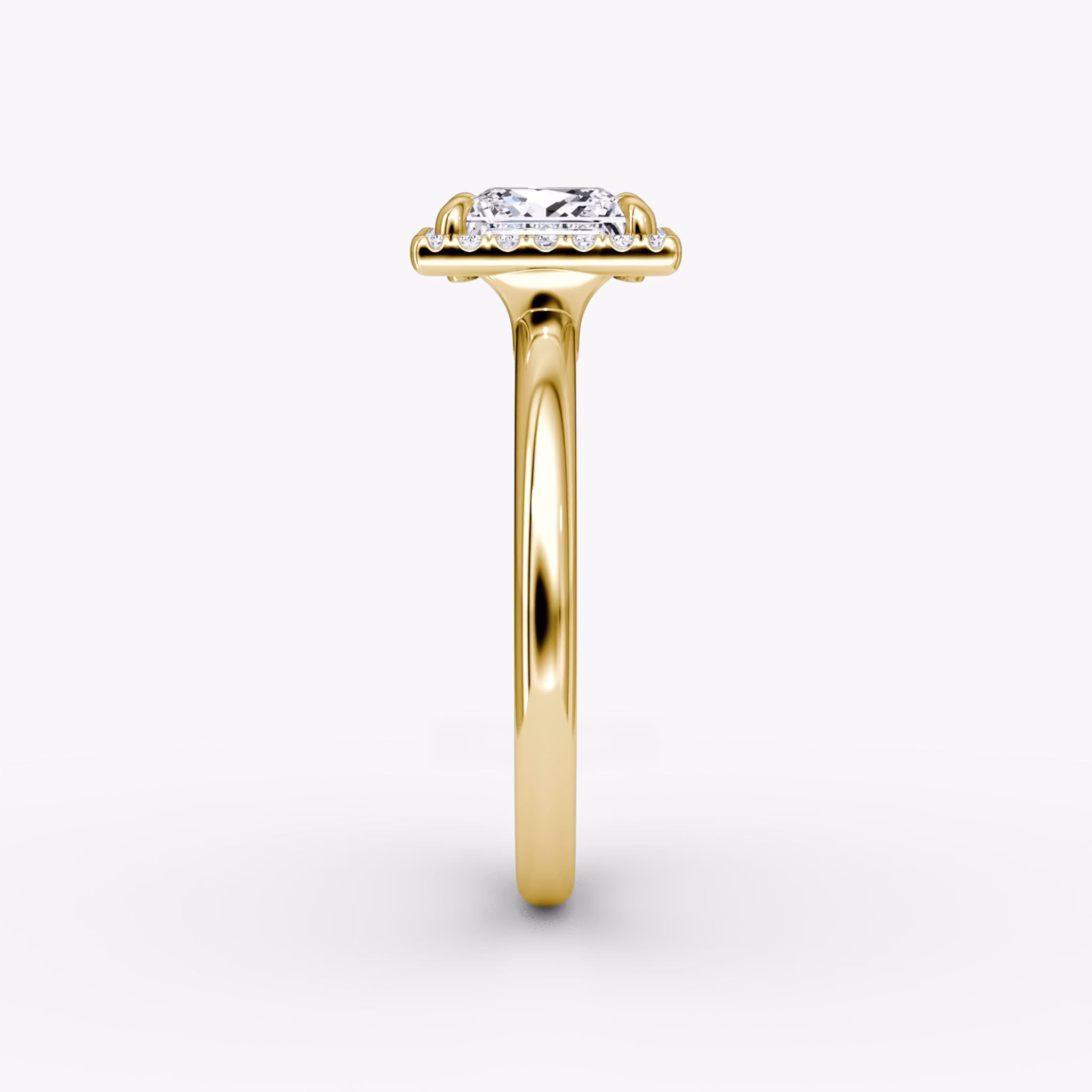 The Halo | Princess | 18k | Yellow Gold | bandAccent: Plain | haloSize: original | diamondOrientation: vertical | caratWeight: other