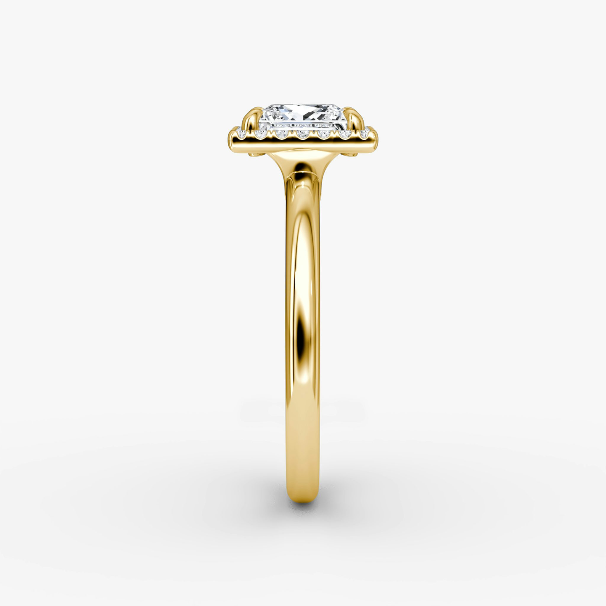 The Halo | Princess | 18k | Yellow Gold | bandAccent: Plain | haloSize: original | diamondOrientation: vertical | caratWeight: other