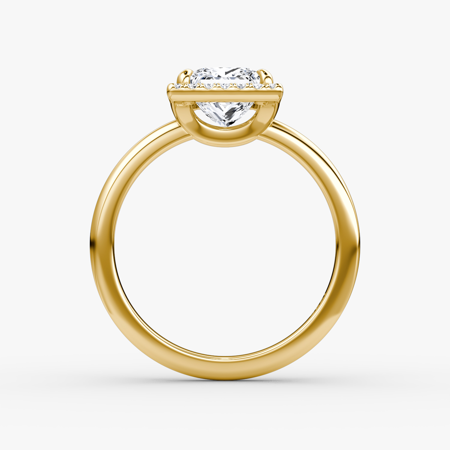 The Halo | Princess | 18k | Yellow Gold | bandAccent: Plain | haloSize: original | diamondOrientation: vertical | caratWeight: other