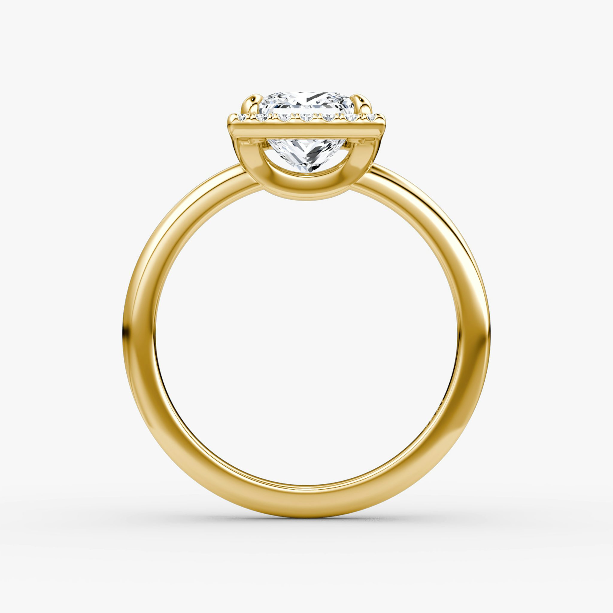 The Halo | Princess | 18k | Yellow Gold | bandAccent: Plain | haloSize: original | diamondOrientation: vertical | caratWeight: other