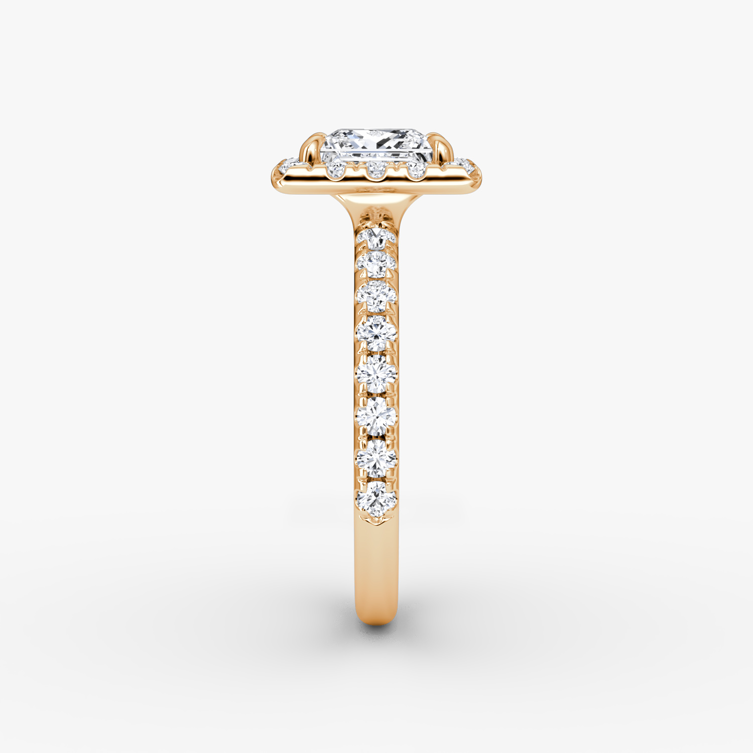 Halo | Princess | 14k | Roségold | bandAccent: Mit Pavé-Besatz | haloSize: large | diamondOrientation: vertical | caratWeight: other