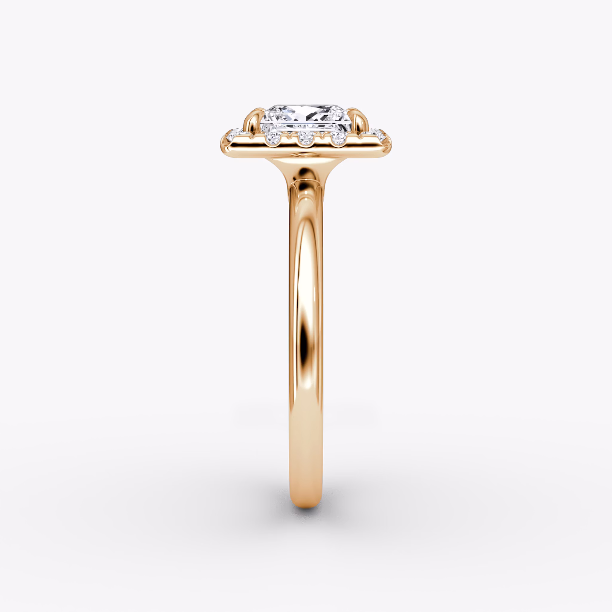 The Halo | Princess | 14k | Rose Gold | bandAccent: Plain | haloSize: large | diamondOrientation: vertical | caratWeight: other