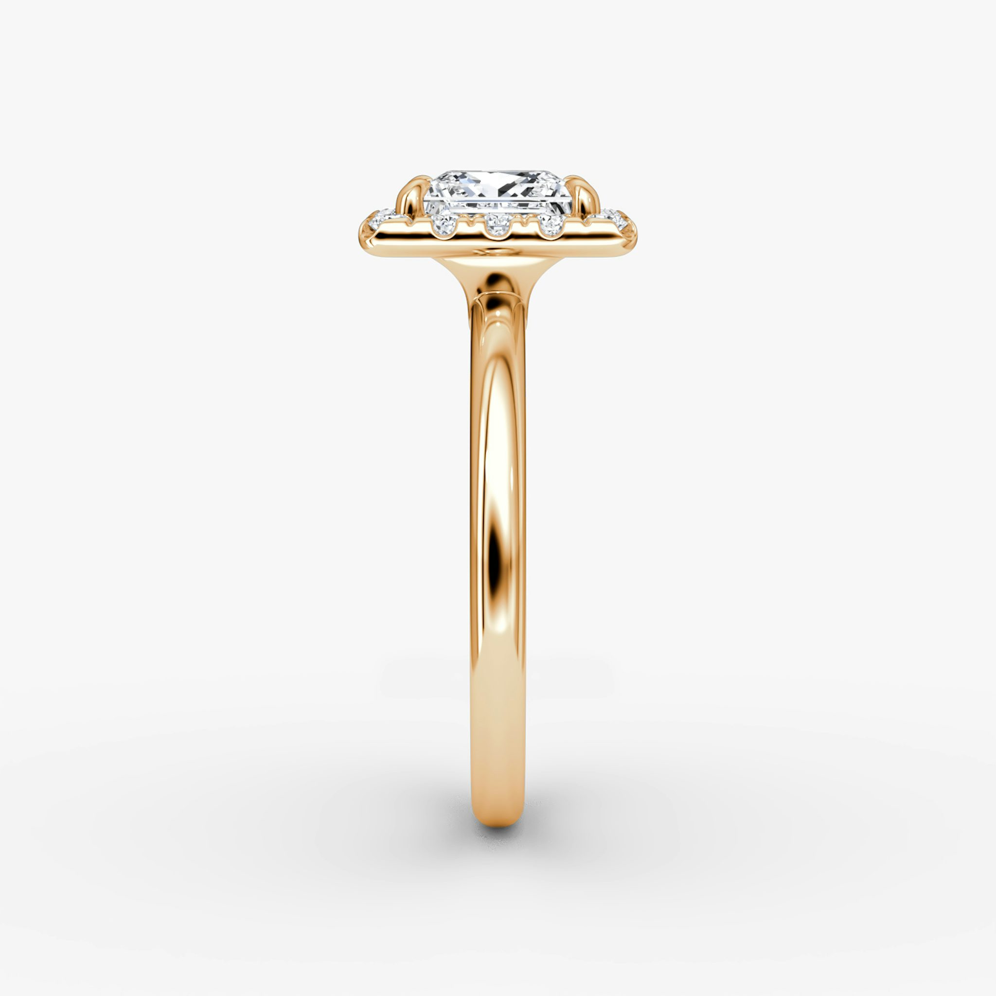 The Halo | Princess | 14k | Rose Gold | bandAccent: Plain | haloSize: large | diamondOrientation: vertical | caratWeight: other