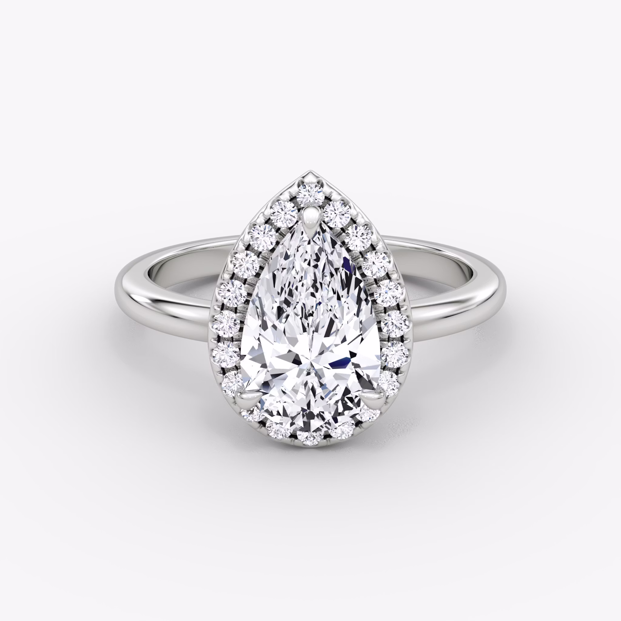 Halo | Tropfen | 18k | Weißgold | bandAccent: Ohne Pavé-Besatz | haloSize: original | diamondOrientation: vertical | caratWeight: other