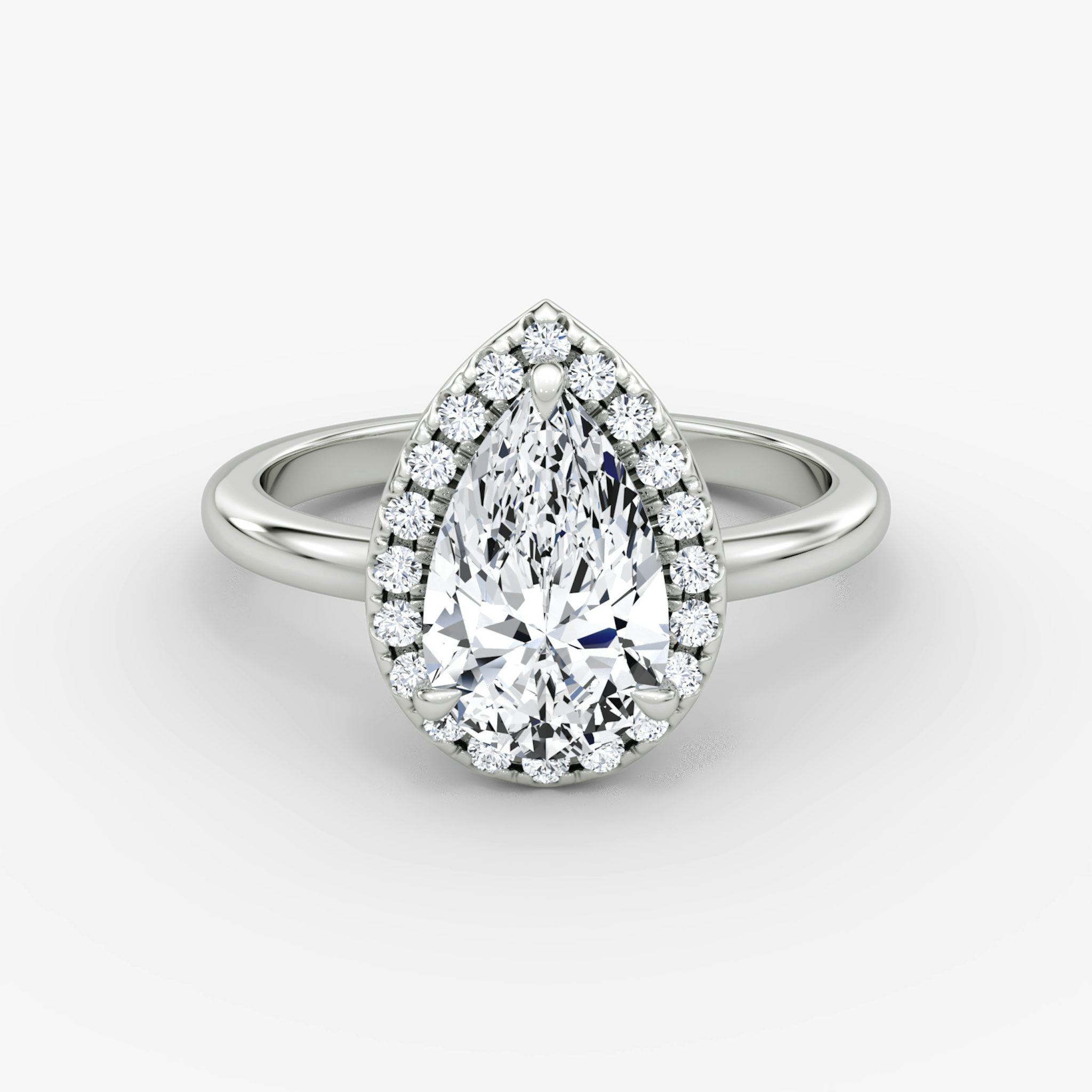 Halo | Tropfen | 18k | Weißgold | bandAccent: Ohne Pavé-Besatz | haloSize: original | diamondOrientation: vertical | caratWeight: other