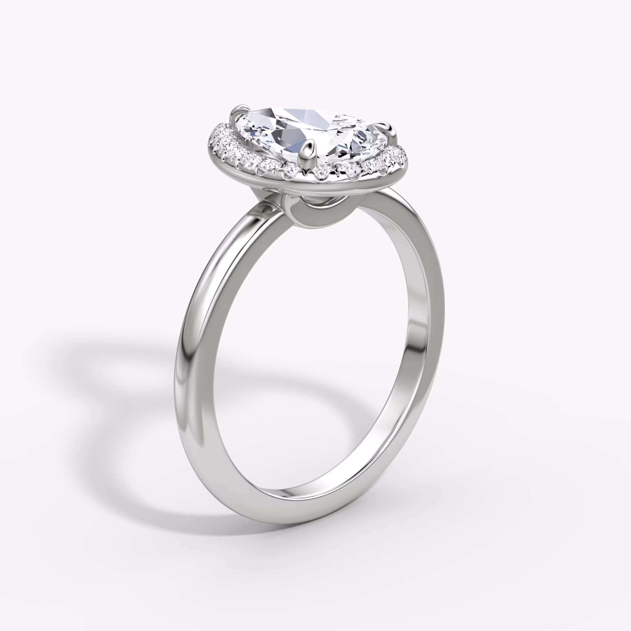 Halo | Tropfen | 18k | Weißgold | bandAccent: Ohne Pavé-Besatz | haloSize: original | diamondOrientation: vertical | caratWeight: other