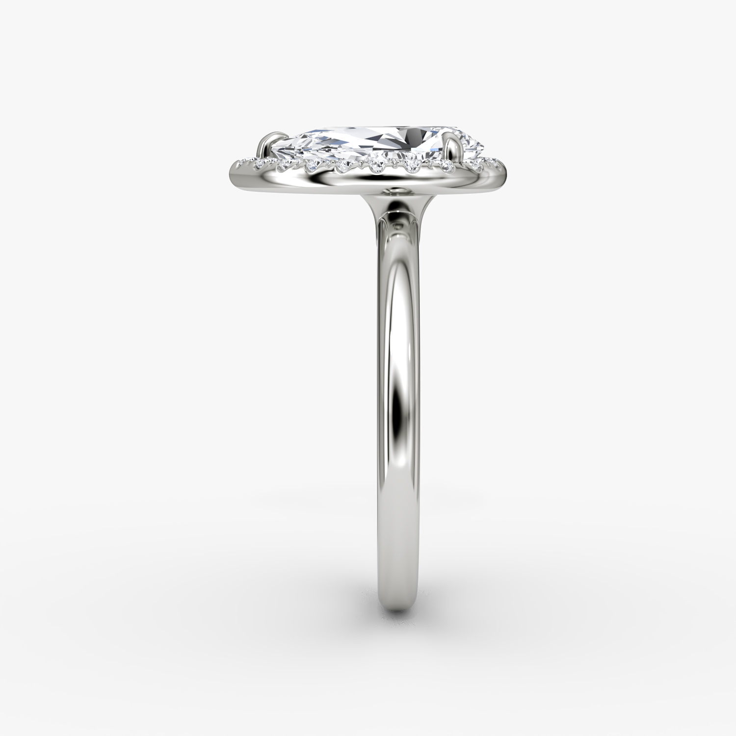 Halo | Tropfen | 18k | Weißgold | bandAccent: Ohne Pavé-Besatz | haloSize: original | diamondOrientation: vertical | caratWeight: other