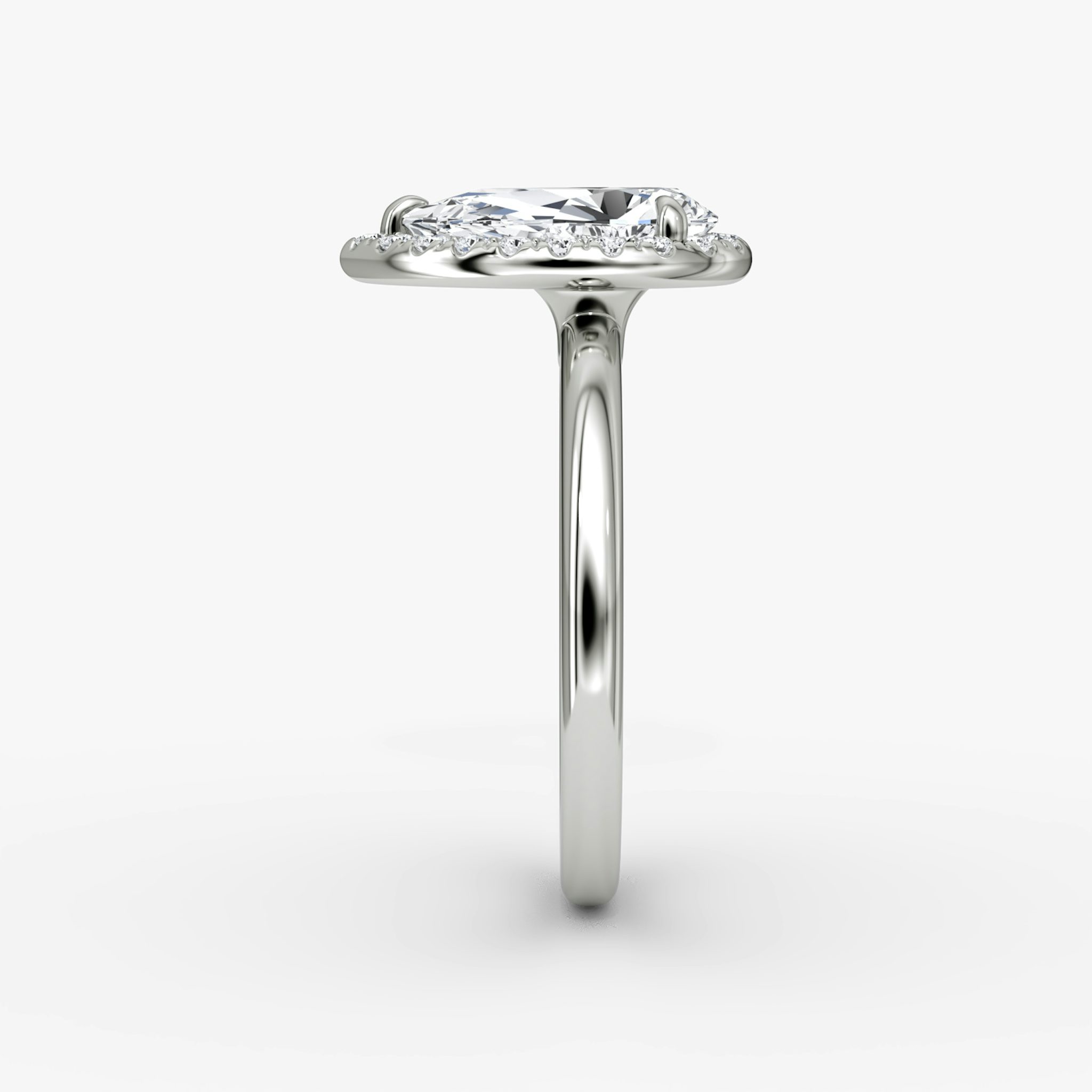 Halo | Tropfen | 18k | Weißgold | bandAccent: Ohne Pavé-Besatz | haloSize: original | diamondOrientation: vertical | caratWeight: other