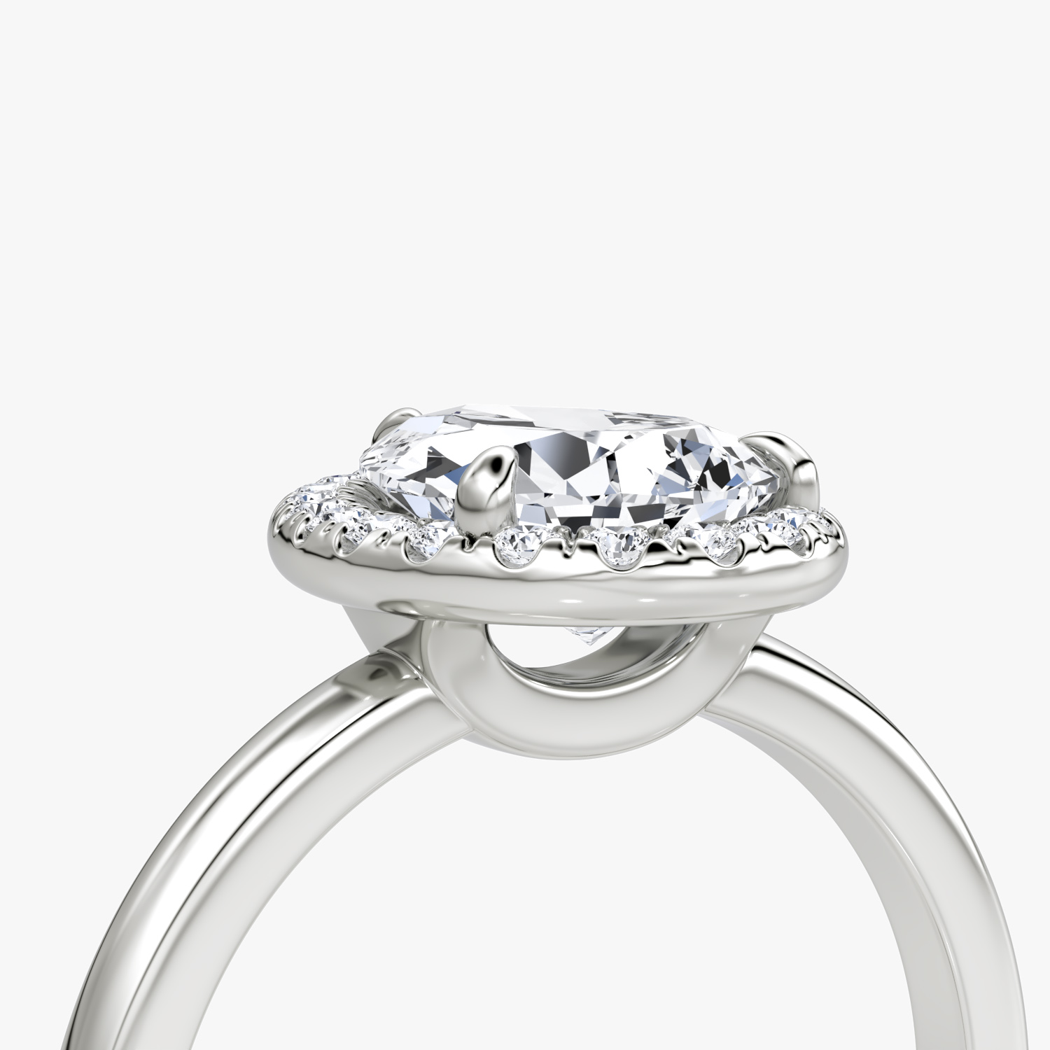 Halo | Tropfen | 18k | Weißgold | bandAccent: Ohne Pavé-Besatz | haloSize: original | diamondOrientation: vertical | caratWeight: other