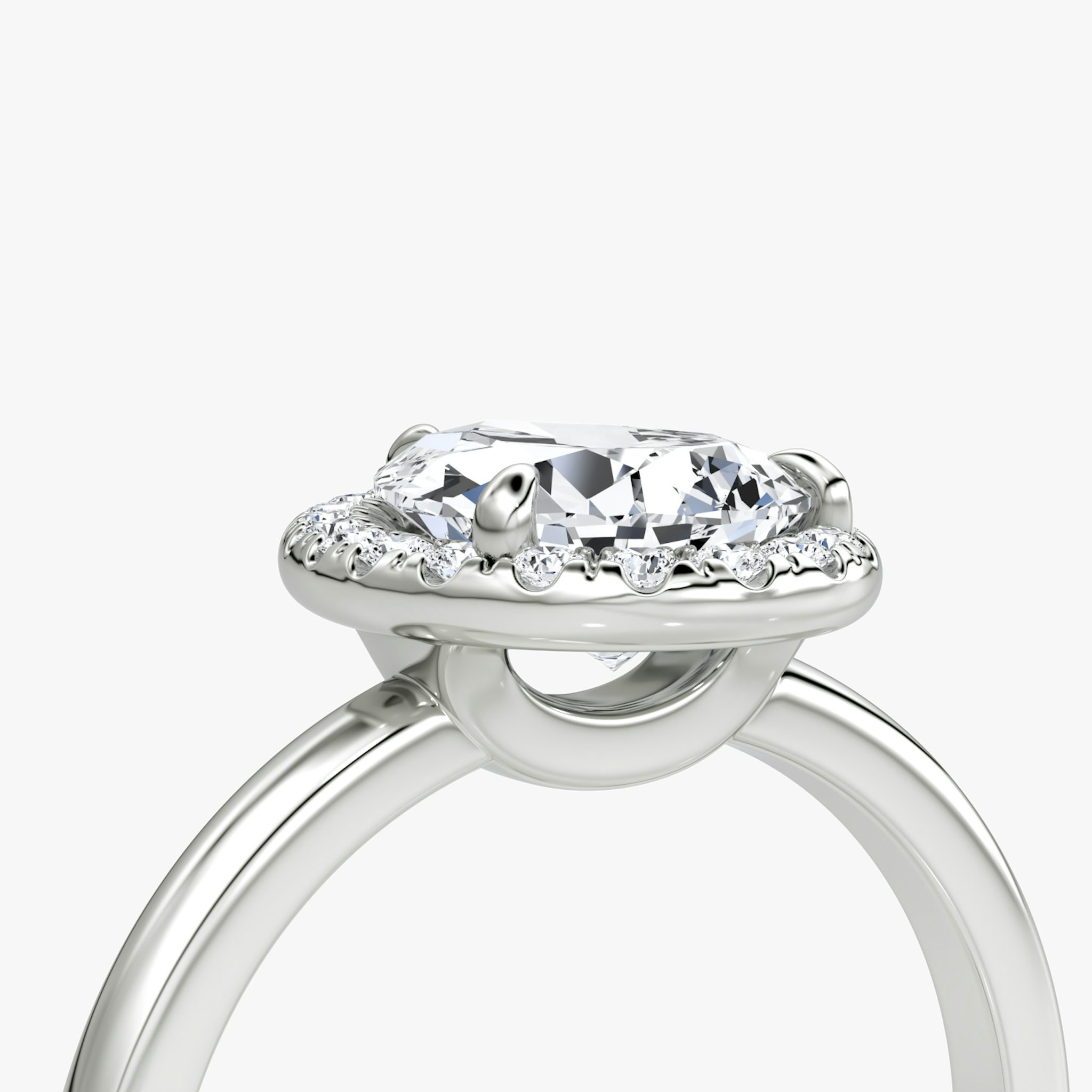 Halo | Tropfen | 18k | Weißgold | bandAccent: Ohne Pavé-Besatz | haloSize: original | diamondOrientation: vertical | caratWeight: other