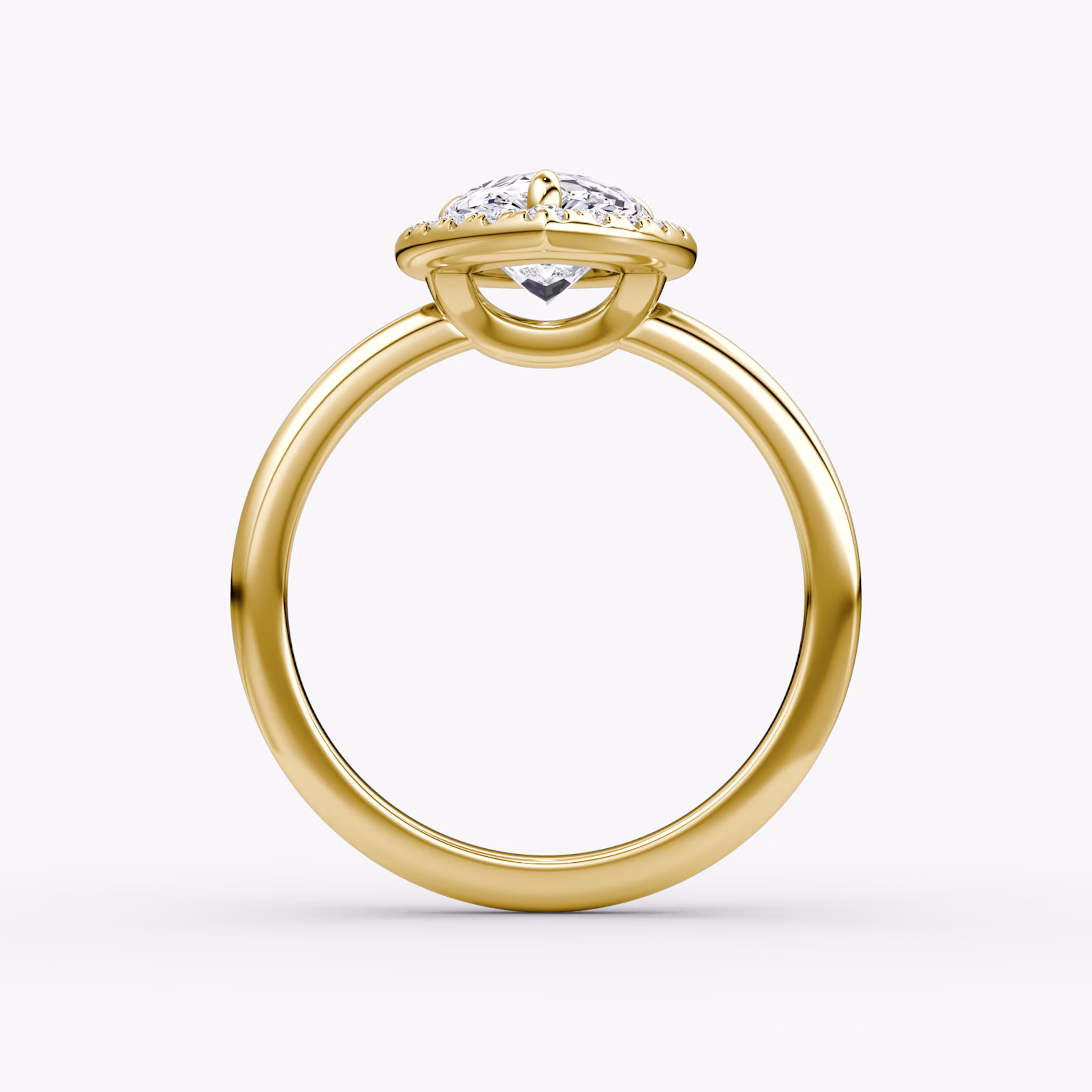 The Halo | Pear | 18k | Yellow Gold | bandAccent: Plain | haloSize: original | diamondOrientation: vertical | caratWeight: other