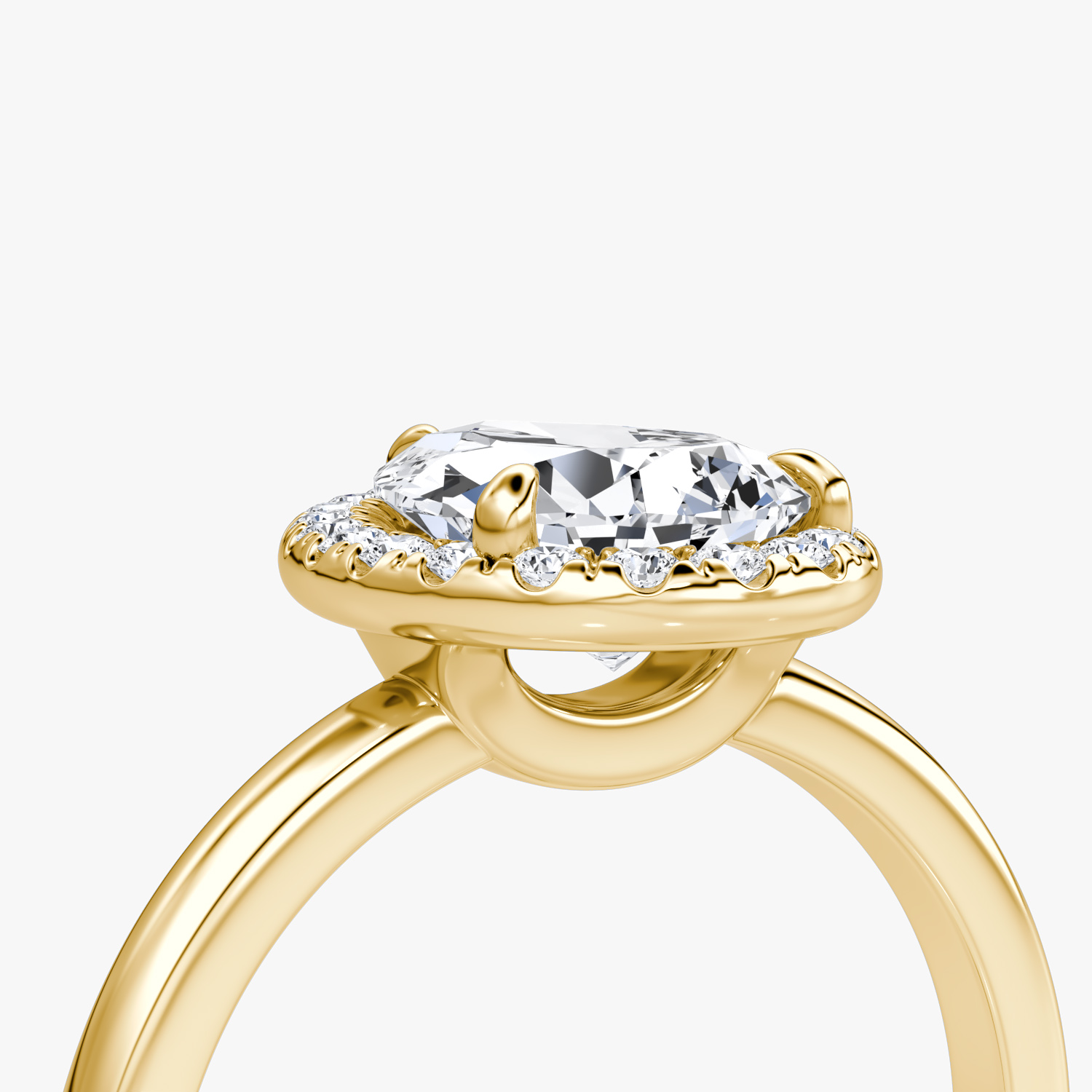 The Halo | Pear | 18k | Yellow Gold | bandAccent: Plain | haloSize: original | diamondOrientation: vertical | caratWeight: other