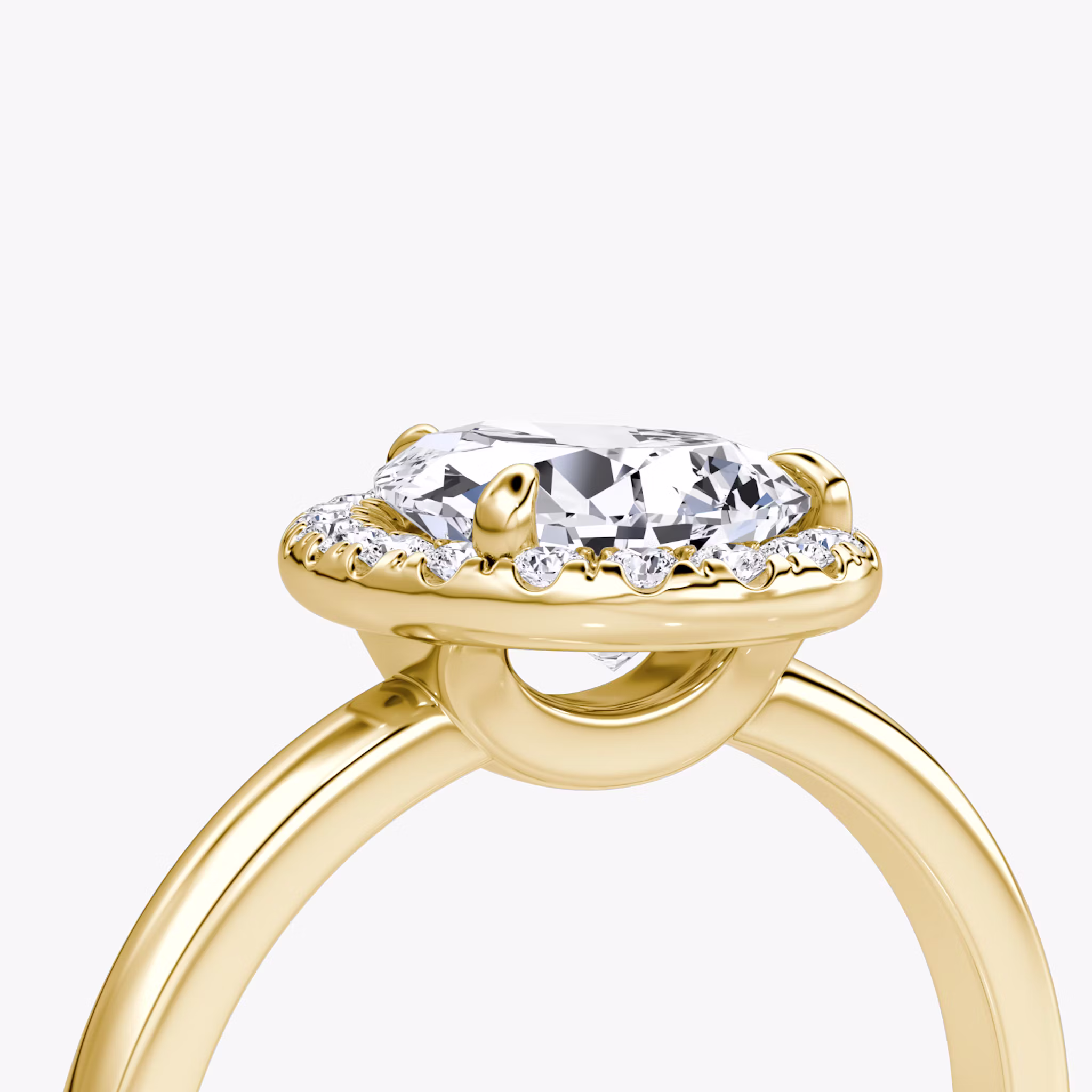 The Halo | Pear | 18k | Yellow Gold | bandAccent: Plain | haloSize: original | diamondOrientation: vertical | caratWeight: other