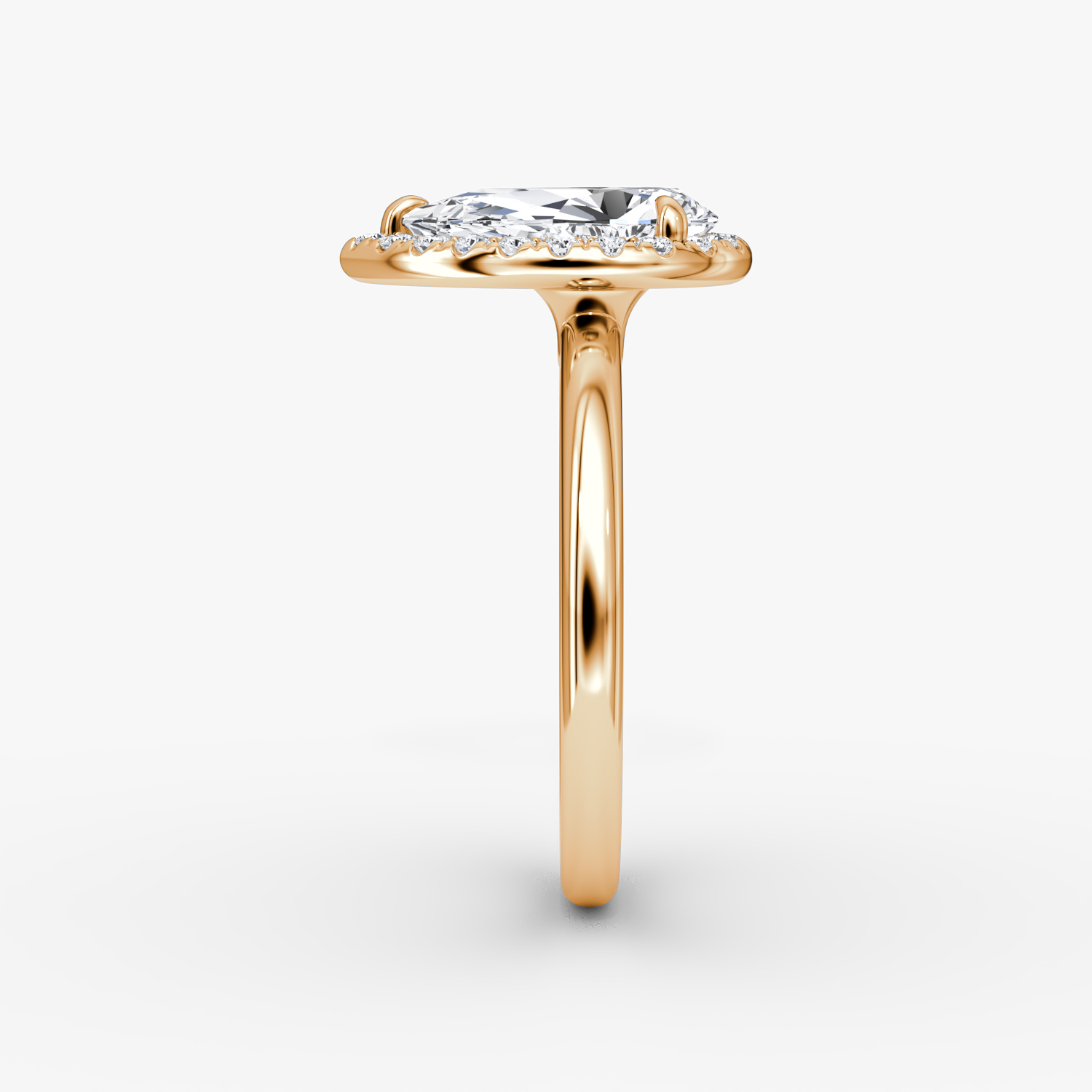 The Halo | Pear | 14k | Rose Gold | bandAccent: Plain | haloSize: original | diamondOrientation: vertical | caratWeight: other