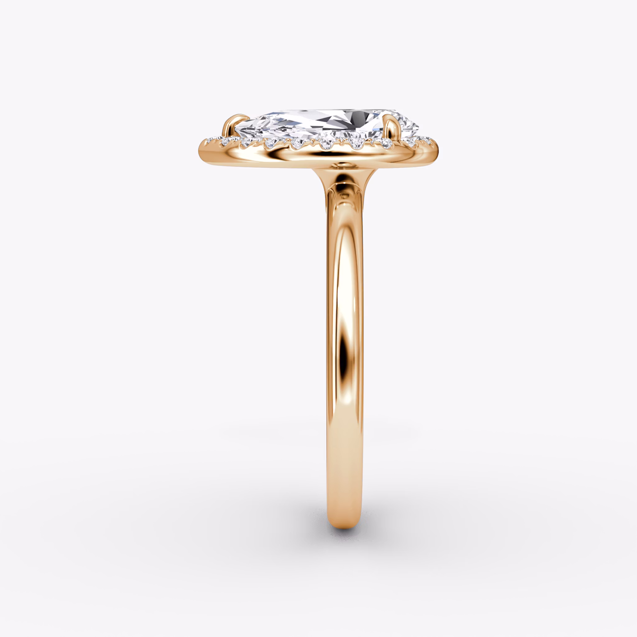 The Halo | Pear | 14k | Rose Gold | bandAccent: Plain | haloSize: original | diamondOrientation: vertical | caratWeight: other