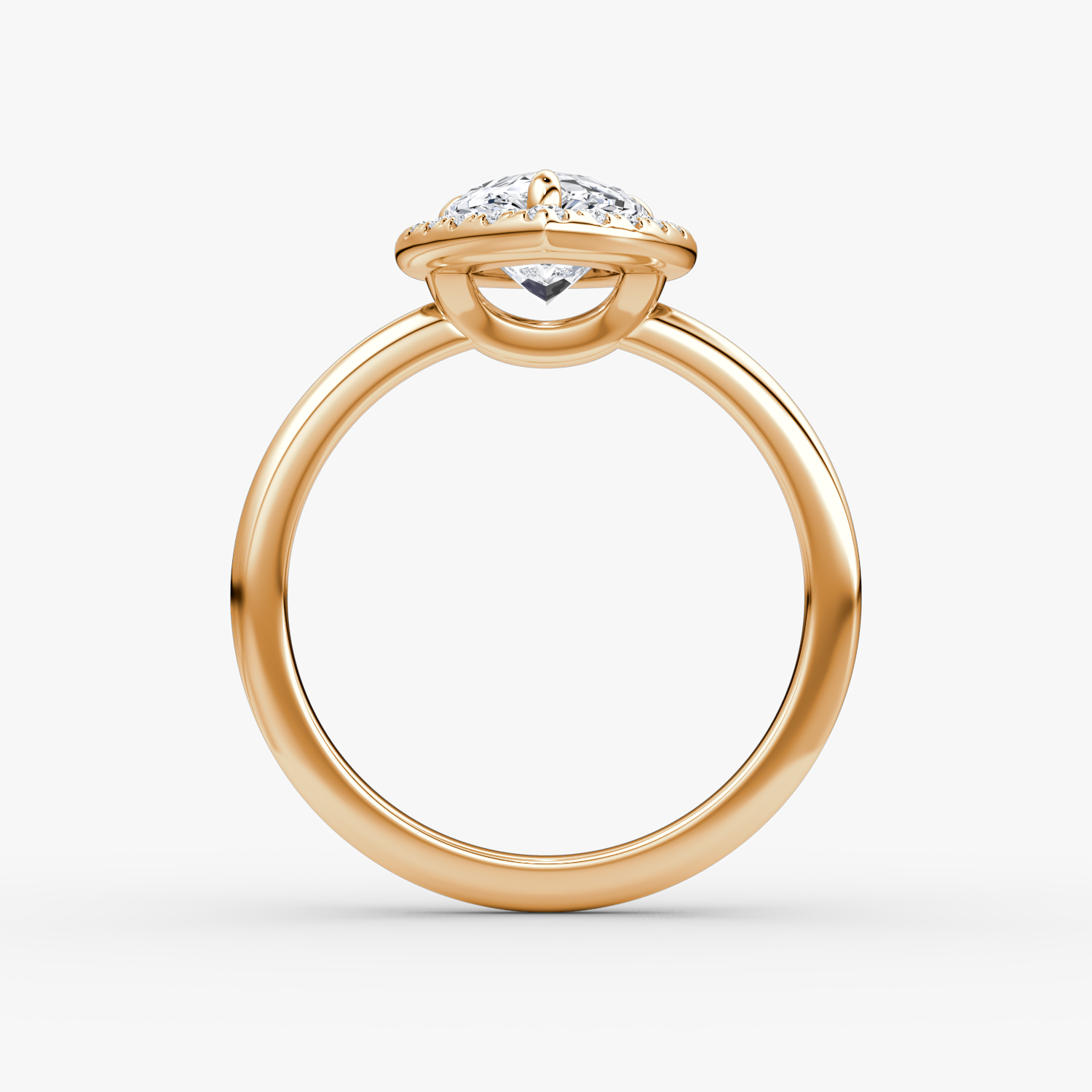 The Halo | Pear | 14k | Rose Gold | bandAccent: Plain | haloSize: original | diamondOrientation: vertical | caratWeight: other
