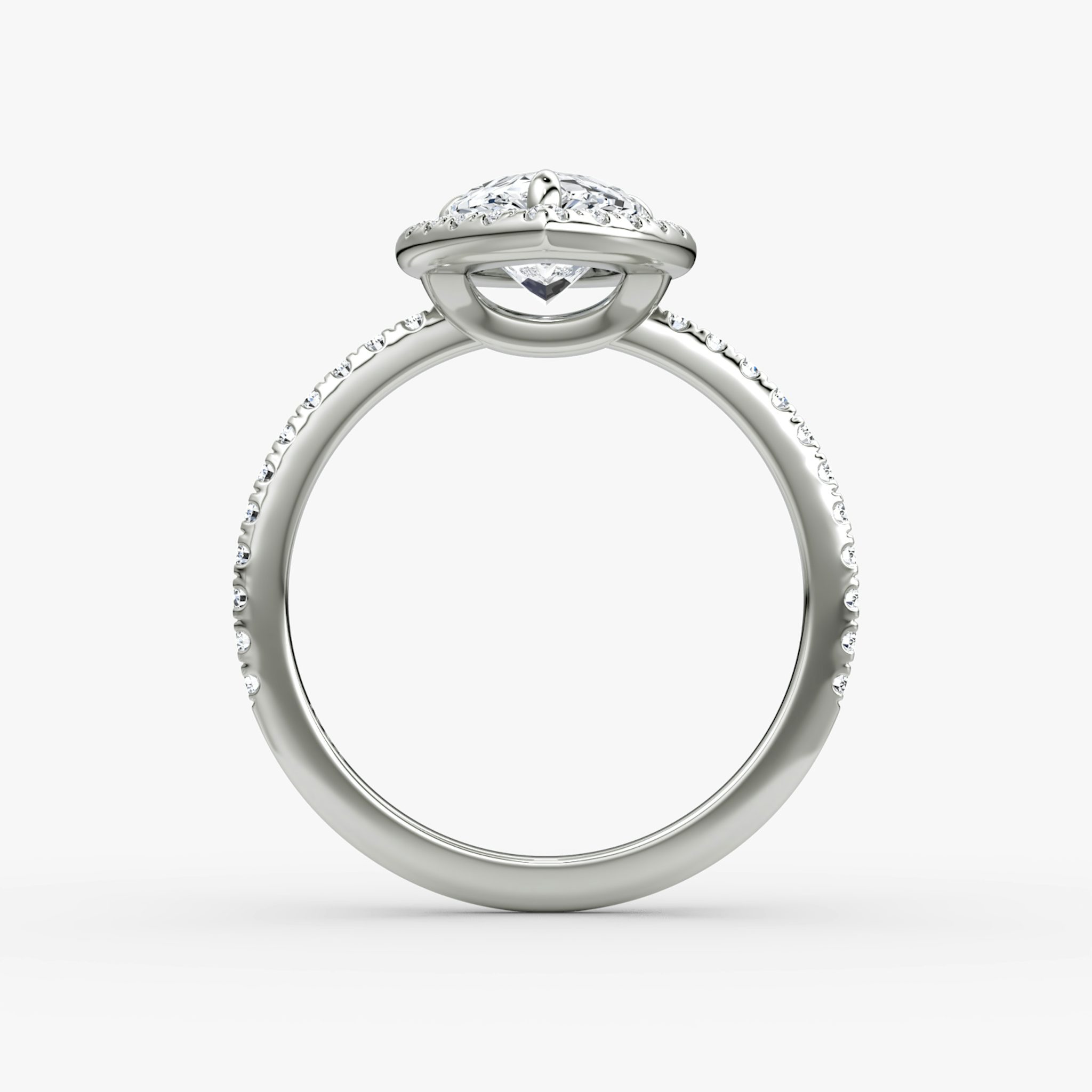 The Halo | Pear | Platinum | bandAccent: Pavé | haloSize: original | diamondOrientation: vertical | caratWeight: other