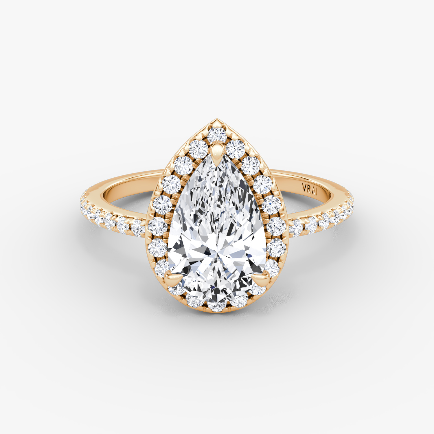 Halo | Tropfen | 14k | Roségold | bandAccent: Mit Pavé-Besatz | haloSize: original | diamondOrientation: vertical | caratWeight: other