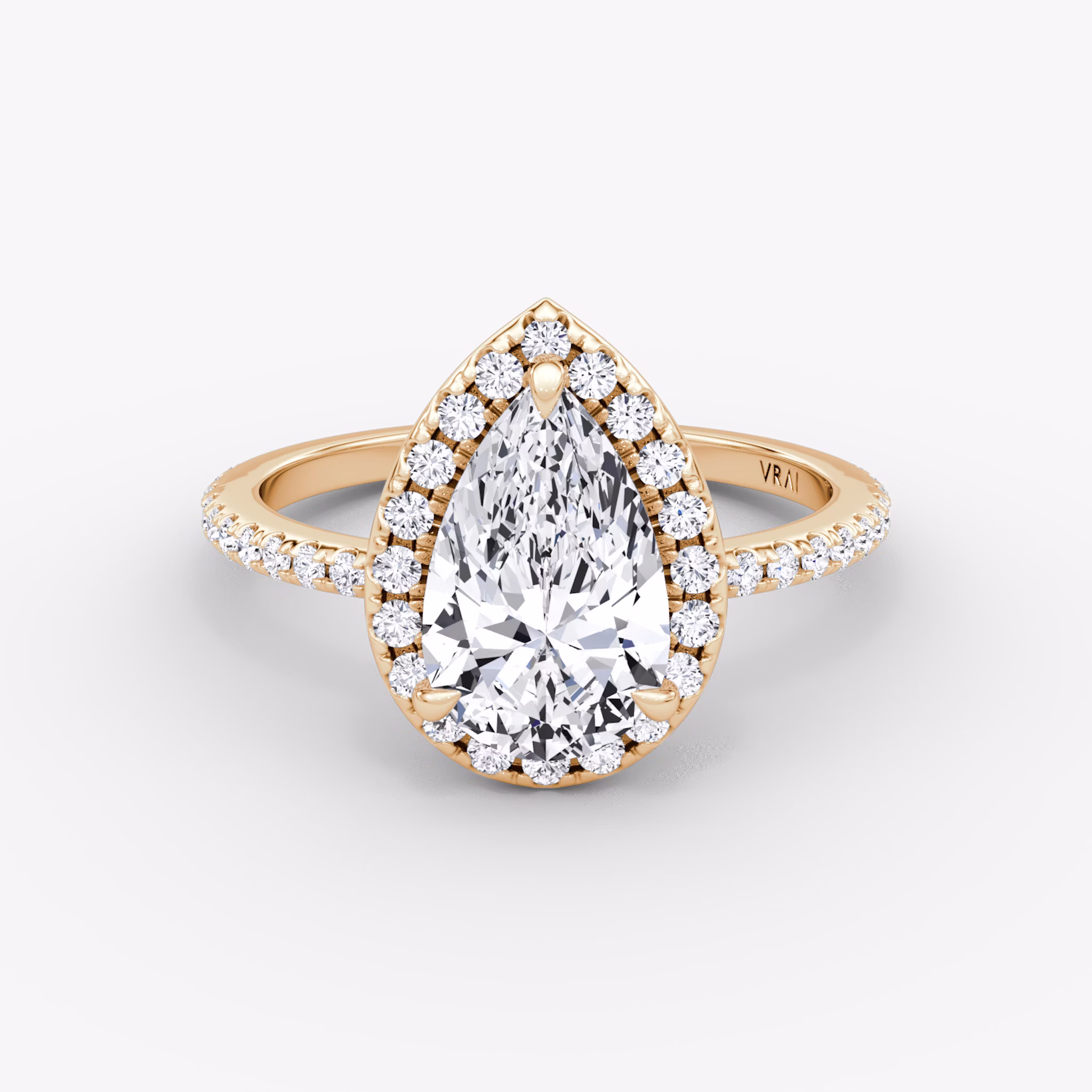 Halo | Tropfen | 14k | Roségold | bandAccent: Mit Pavé-Besatz | haloSize: original | diamondOrientation: vertical | caratWeight: other