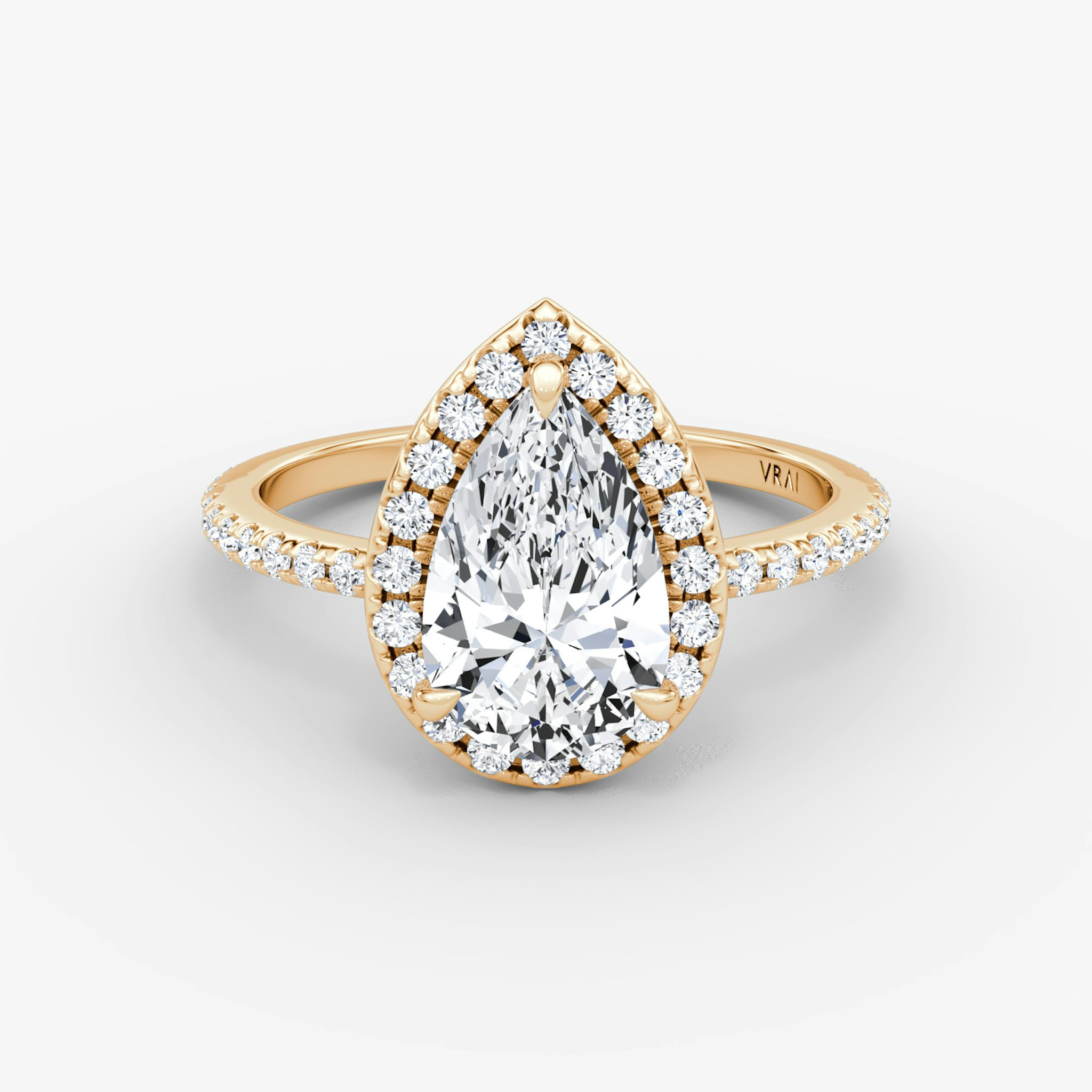 Halo | Tropfen | 14k | Roségold | bandAccent: Mit Pavé-Besatz | haloSize: original | diamondOrientation: vertical | caratWeight: other