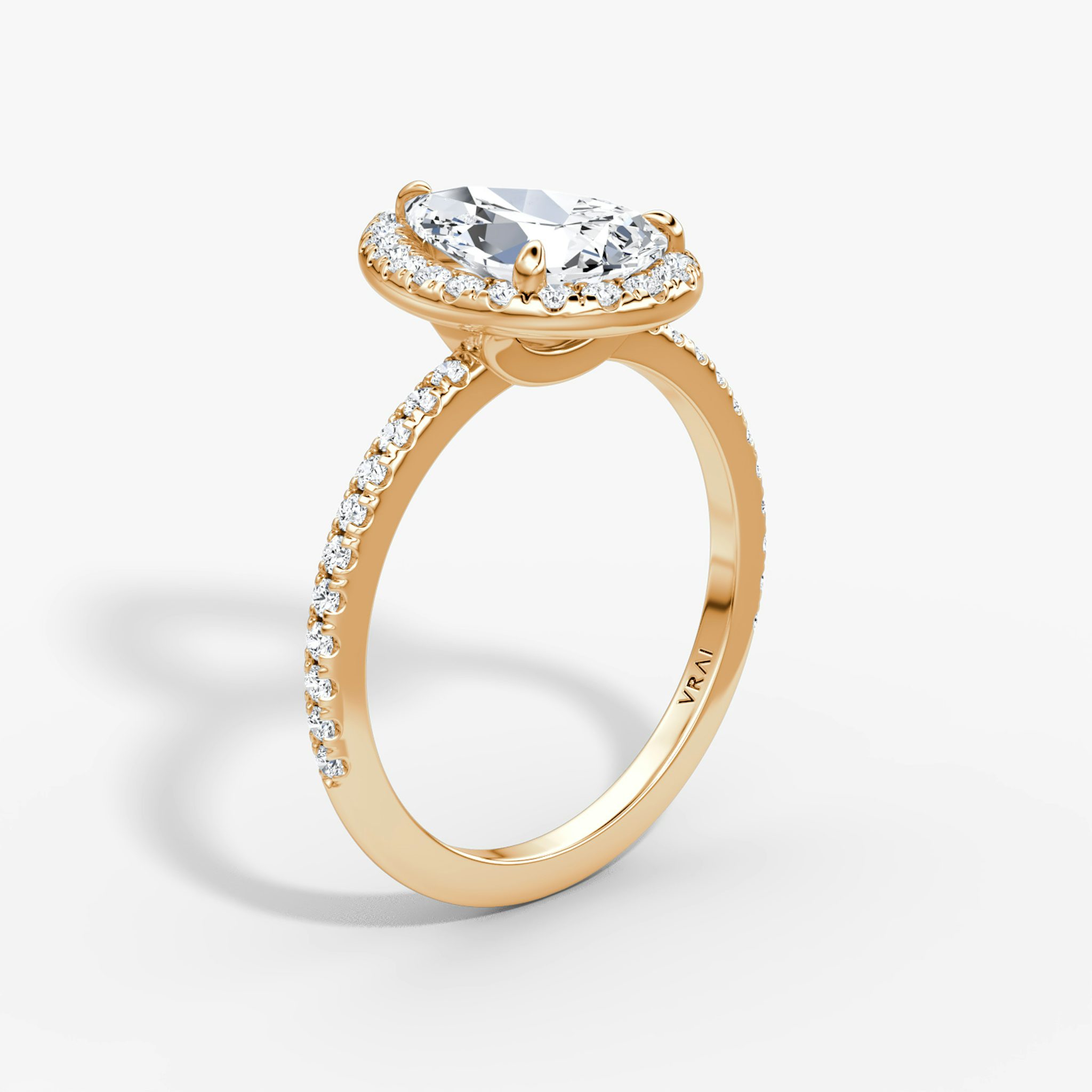 Halo | Tropfen | 14k | Roségold | bandAccent: Mit Pavé-Besatz | haloSize: original | diamondOrientation: vertical | caratWeight: other
