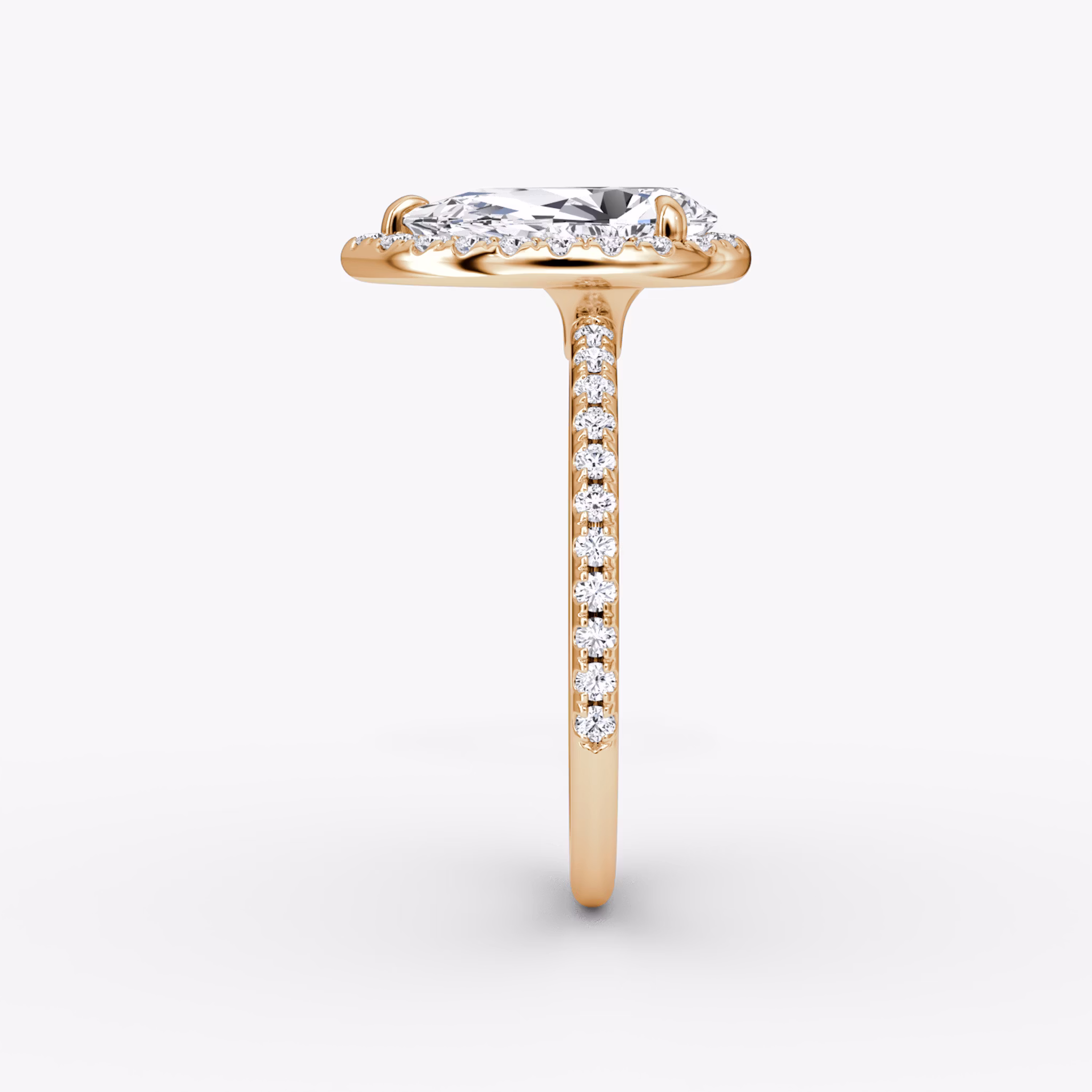 Halo | Tropfen | 14k | Roségold | bandAccent: Mit Pavé-Besatz | haloSize: original | diamondOrientation: vertical | caratWeight: other