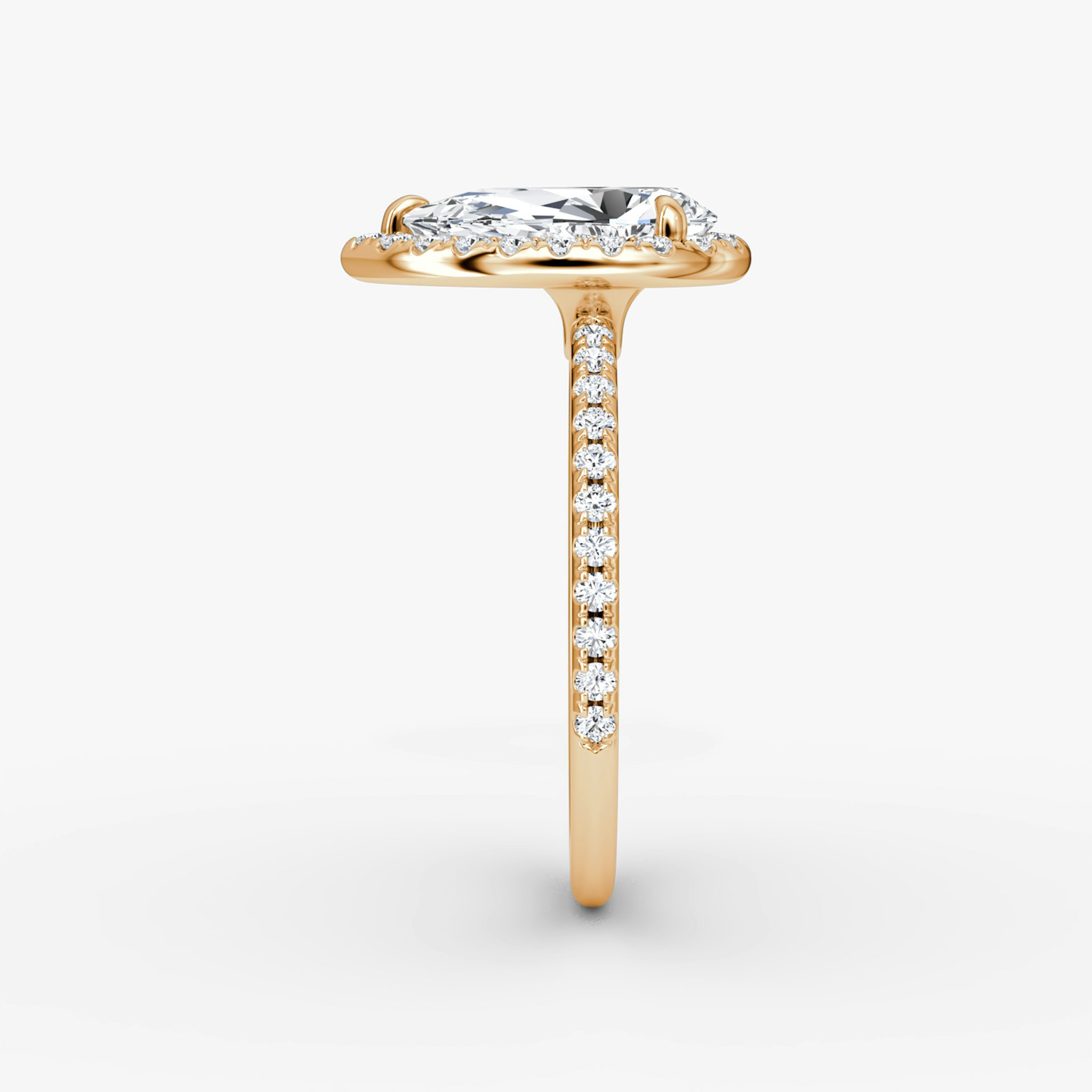 Halo | Tropfen | 14k | Roségold | bandAccent: Mit Pavé-Besatz | haloSize: original | diamondOrientation: vertical | caratWeight: other